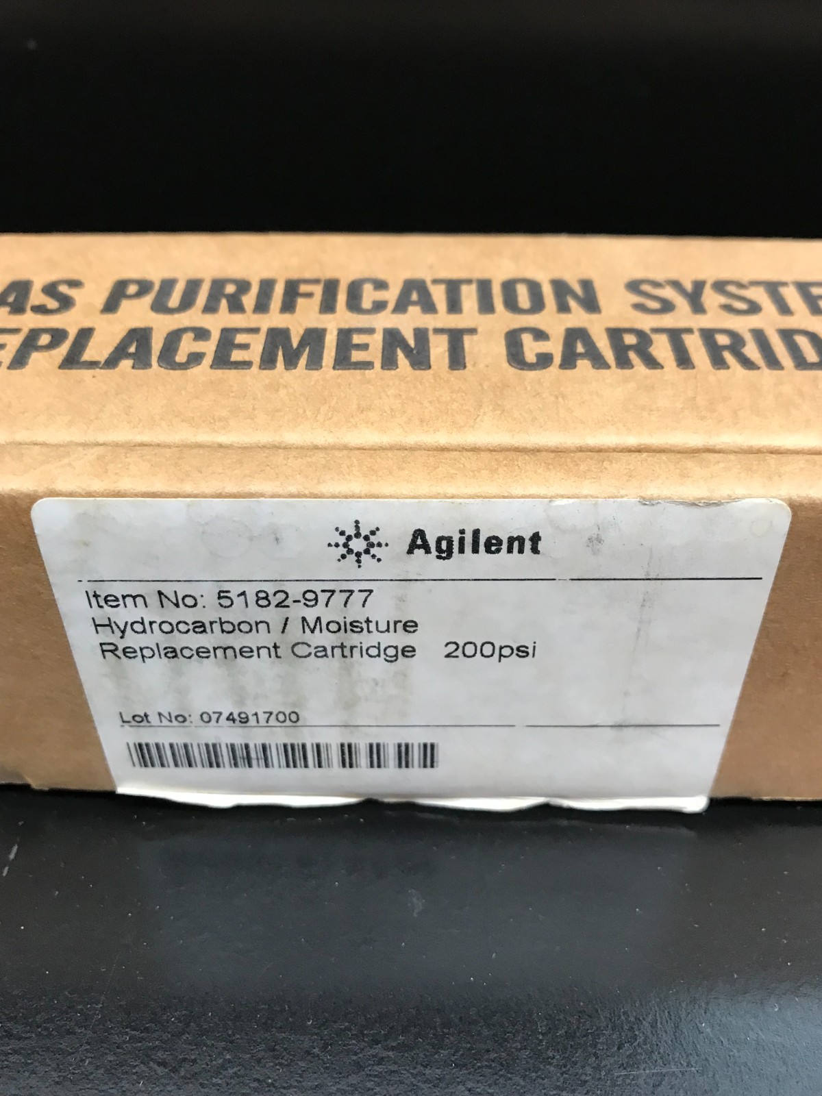 Agilent Part No 5182-9777 Hydrocarbon Moisture Cartridge 200 Max PSI