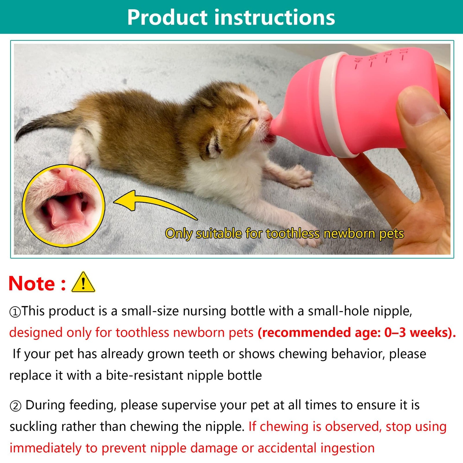 Pet Feeding Bottle for Puppies and Kittens,40ml 1 Count (Pack of 1), Yellow