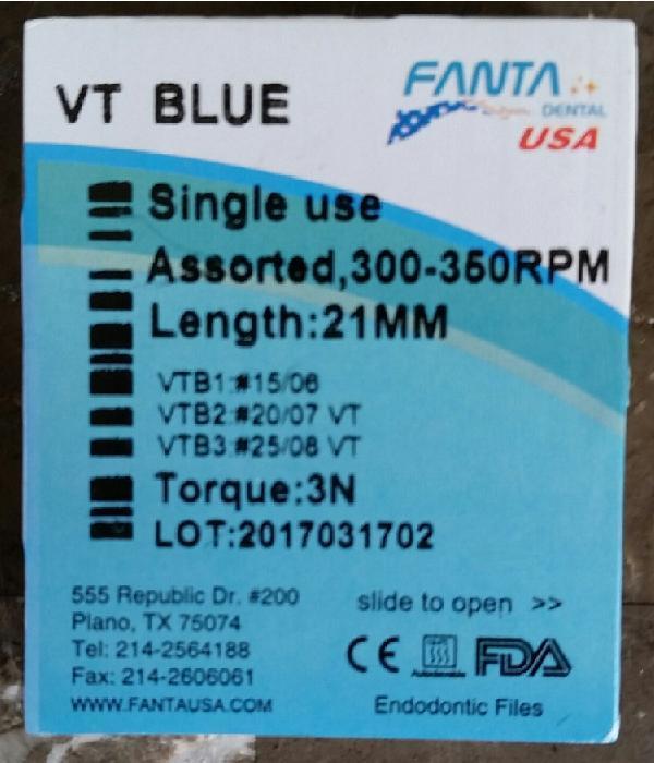 Dental Endo Rotary VT Blue 3pcs NiTi Files 21 mm Beat Vortex Root Canal USA
