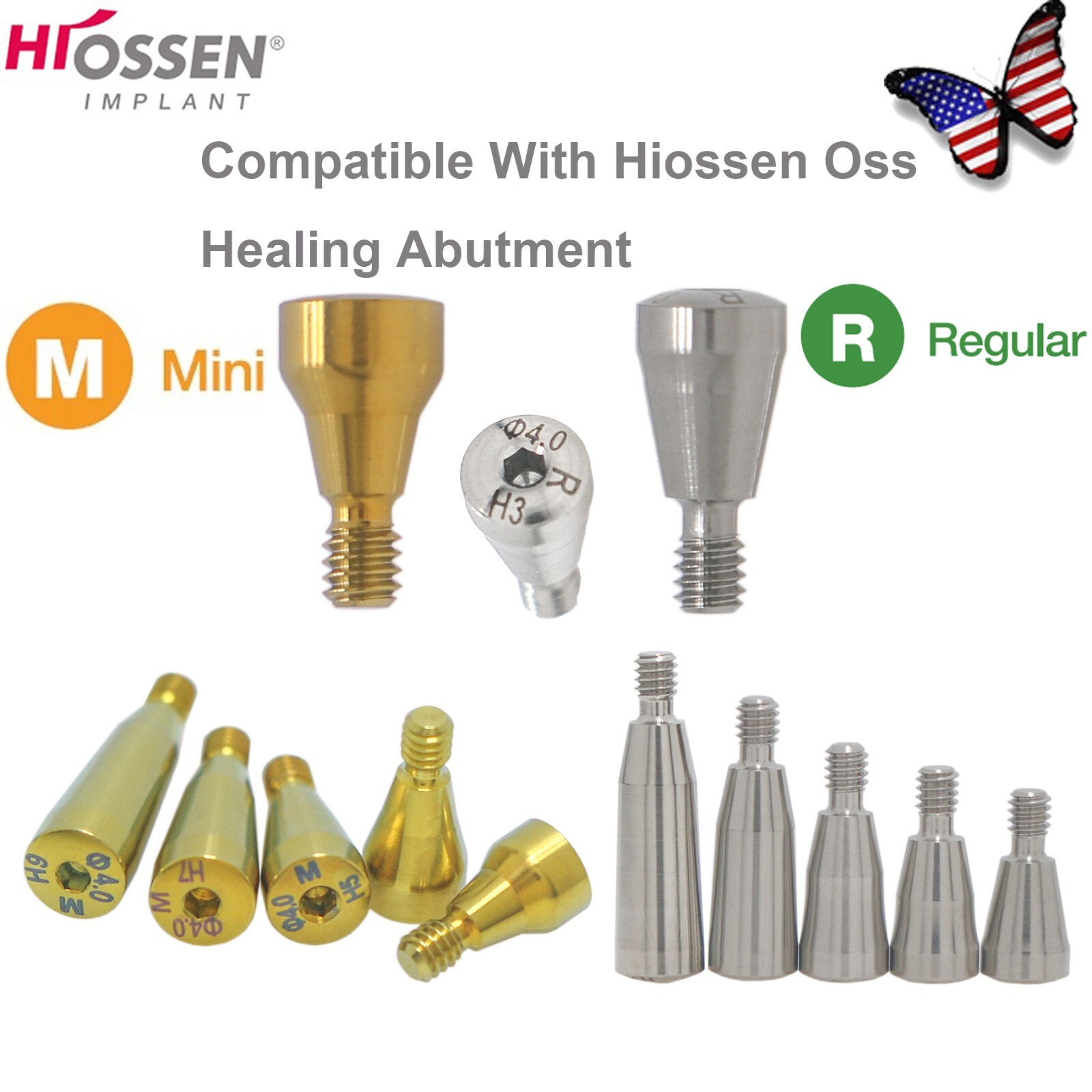US Fits Osstem Hiossen Dental ET Healing Abutments/Locator Caps M/R Impression