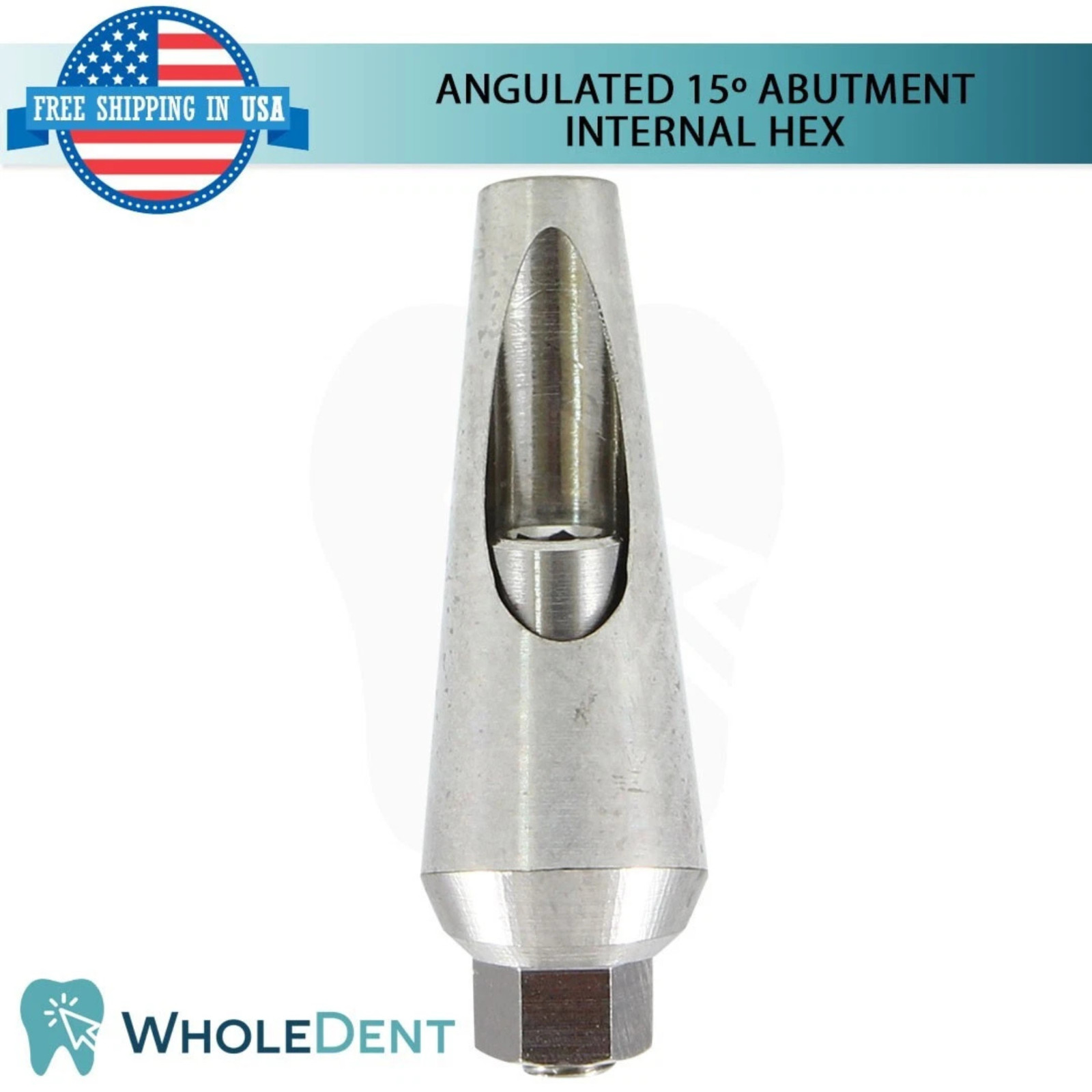 1x Dental Titanium 15º Angulated Prosthetic Ø4.5mm Int Hex 2.42mm Connection