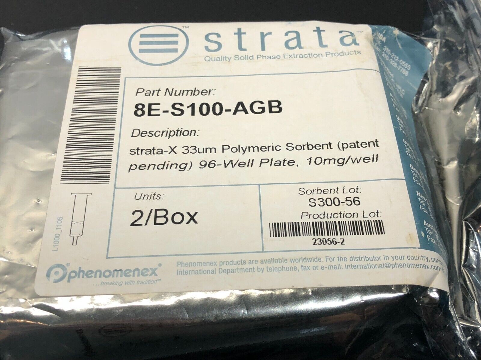 Phenomenex Strata PN 8E-S100-AGB Strata-X 33 µm Reversed Phase 10 mg 96-Well