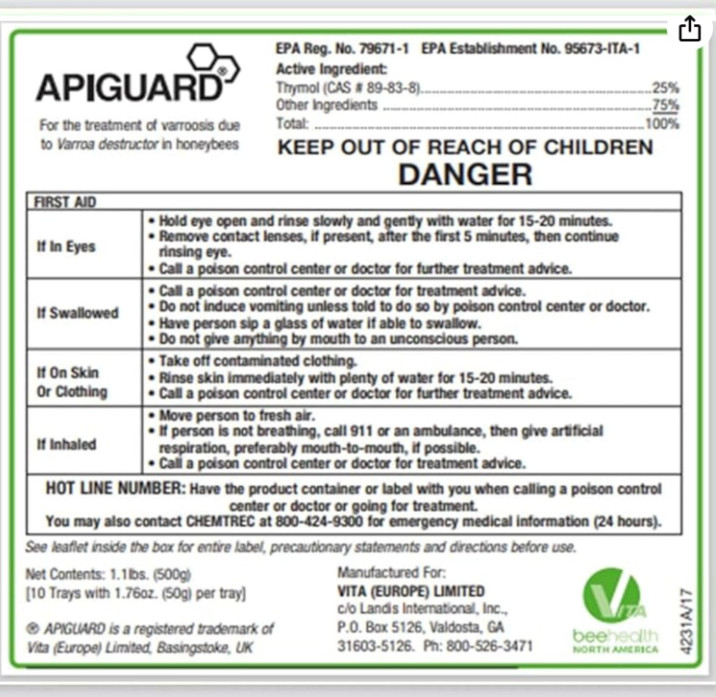 Apiguard ONE Box of Ten 50g Trays – Treatment for Bees