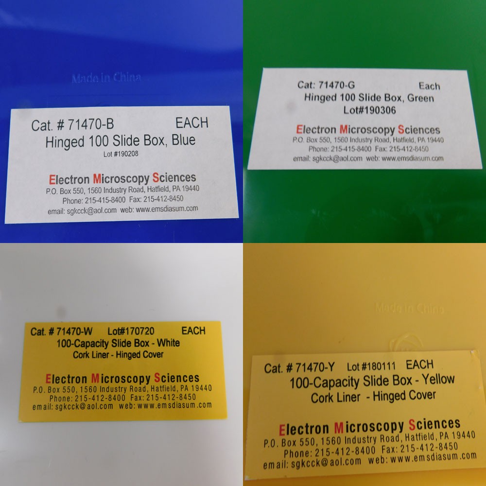 (Lot Of 23) Electron Microscopy Sciences 71470 100 Cap. Slide Boxes 4 Colors