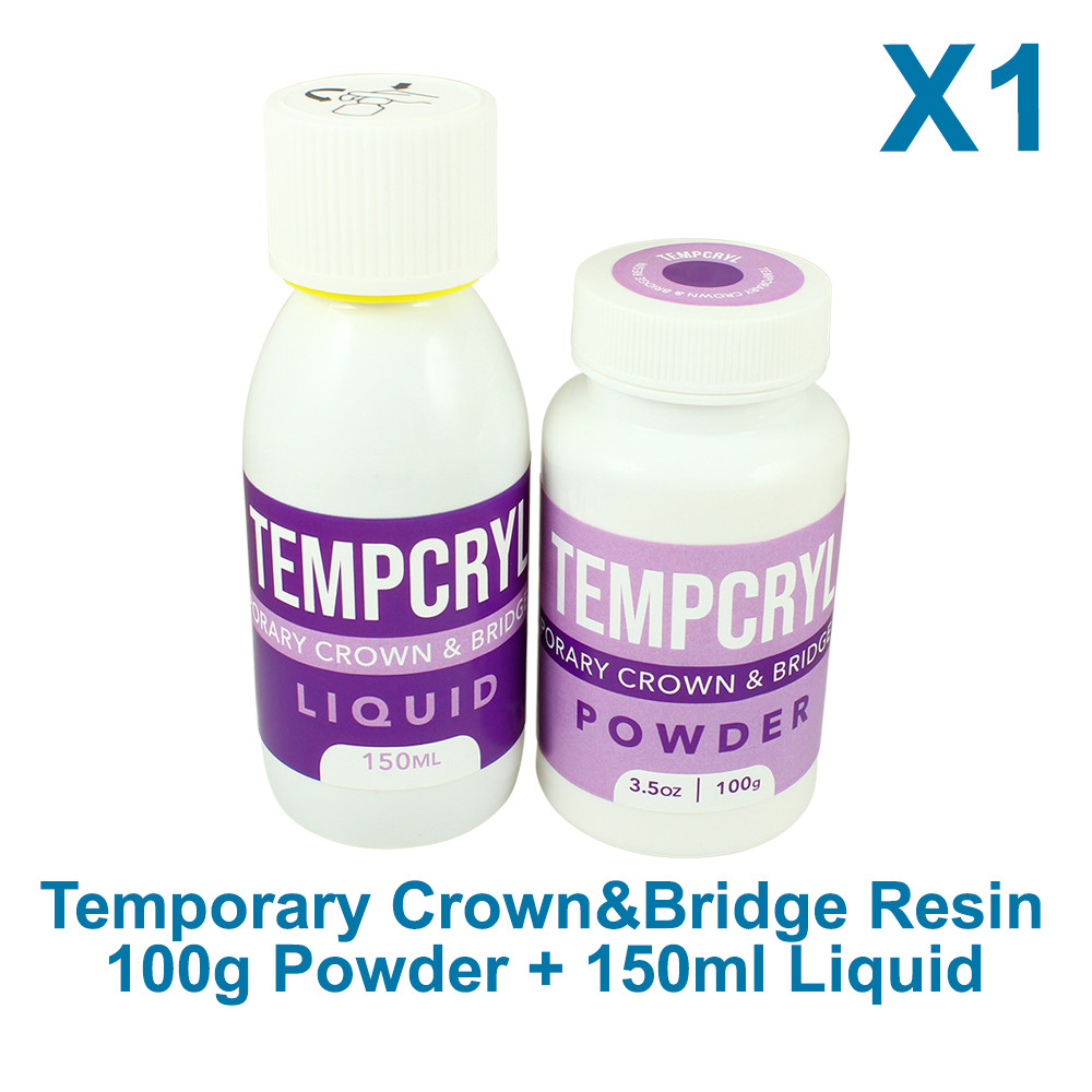 1x Dental Tempcryl Self Curing Acrylic Resin Set Powder 100g & Liquid 150ml