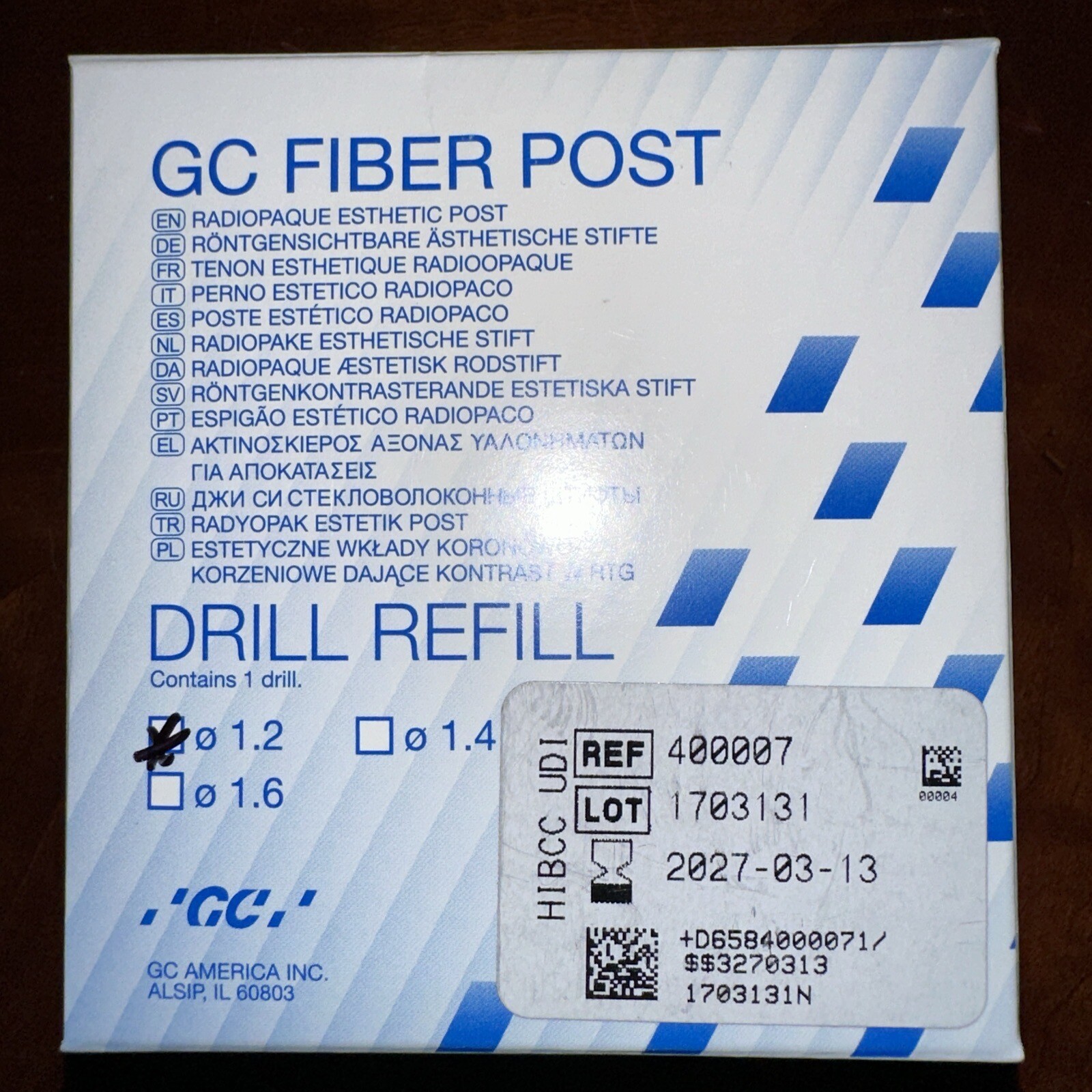 GC FIBER POST – Drill Refill – 1.2mm Diameter