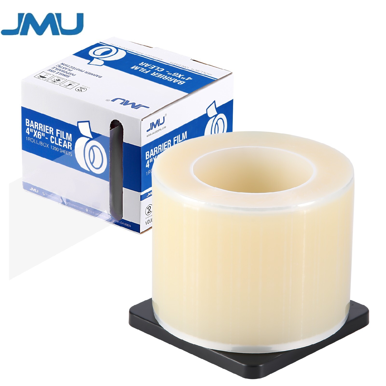 JMU Dental Barrier Film Clear-Color Medical Tape Roll Adhesive 1200 Sheets 4″x6″