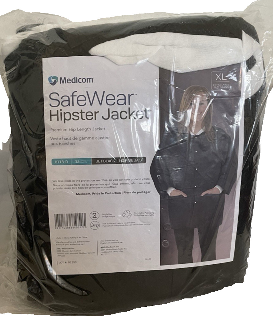NIP 12 Pack Medicom Safewear 8118-D Jet Black Hipster Jacket XL SEALED