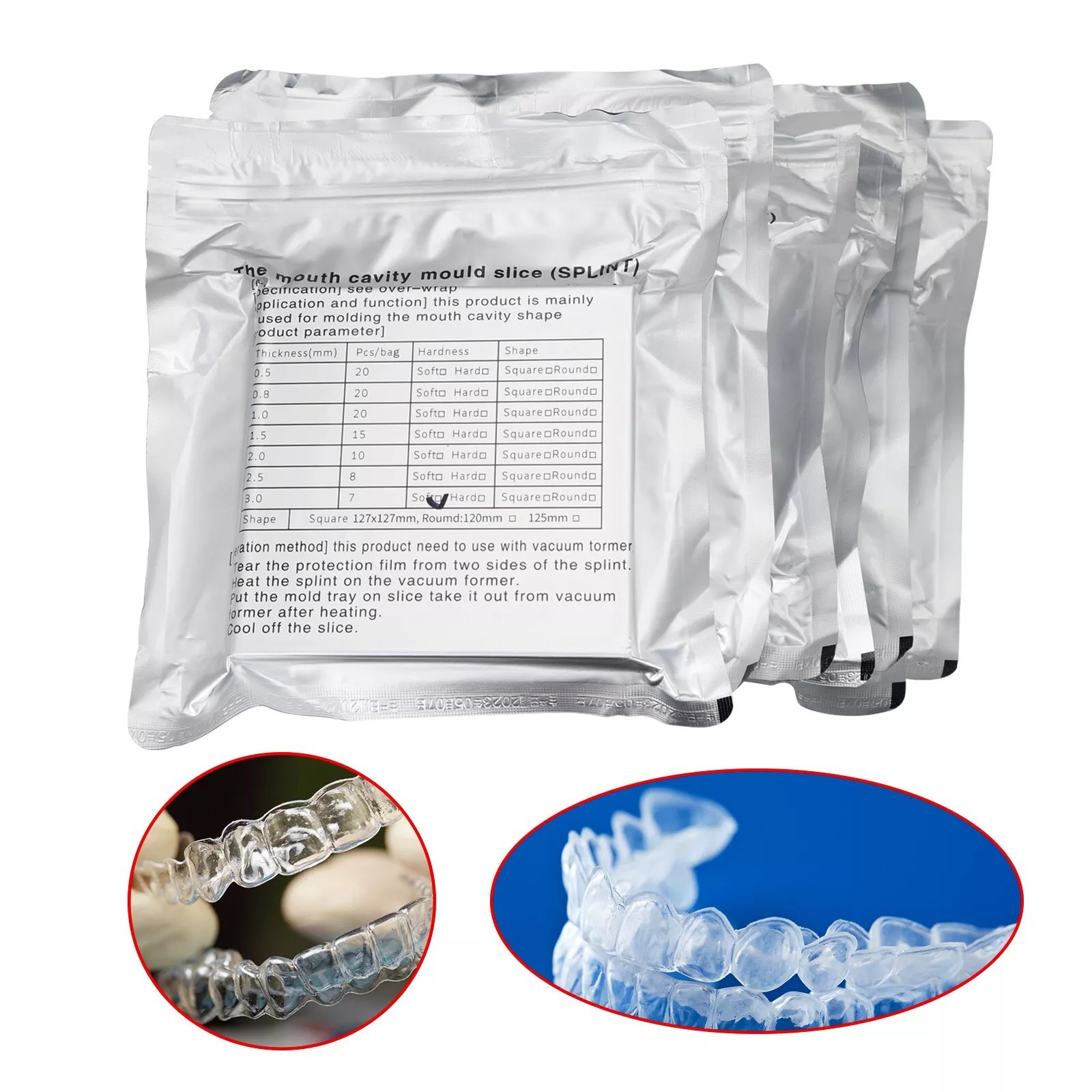 15 Pcs Dental Hard Splint Thermoforming Material For Vacuum Forming Plate 1.5 mm