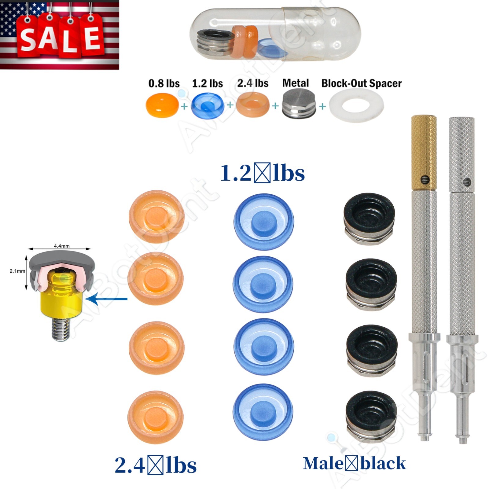US Dental Overdenture Implant Retention Cap Abutment Metal Housing Kit Xtra-Soft