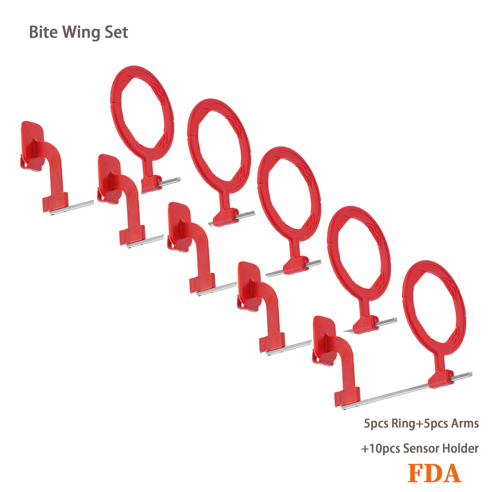 Dental Sensor Holder Bitewing X-Ray Positioning (10pcs holder,5pcs arm,5pcs ring