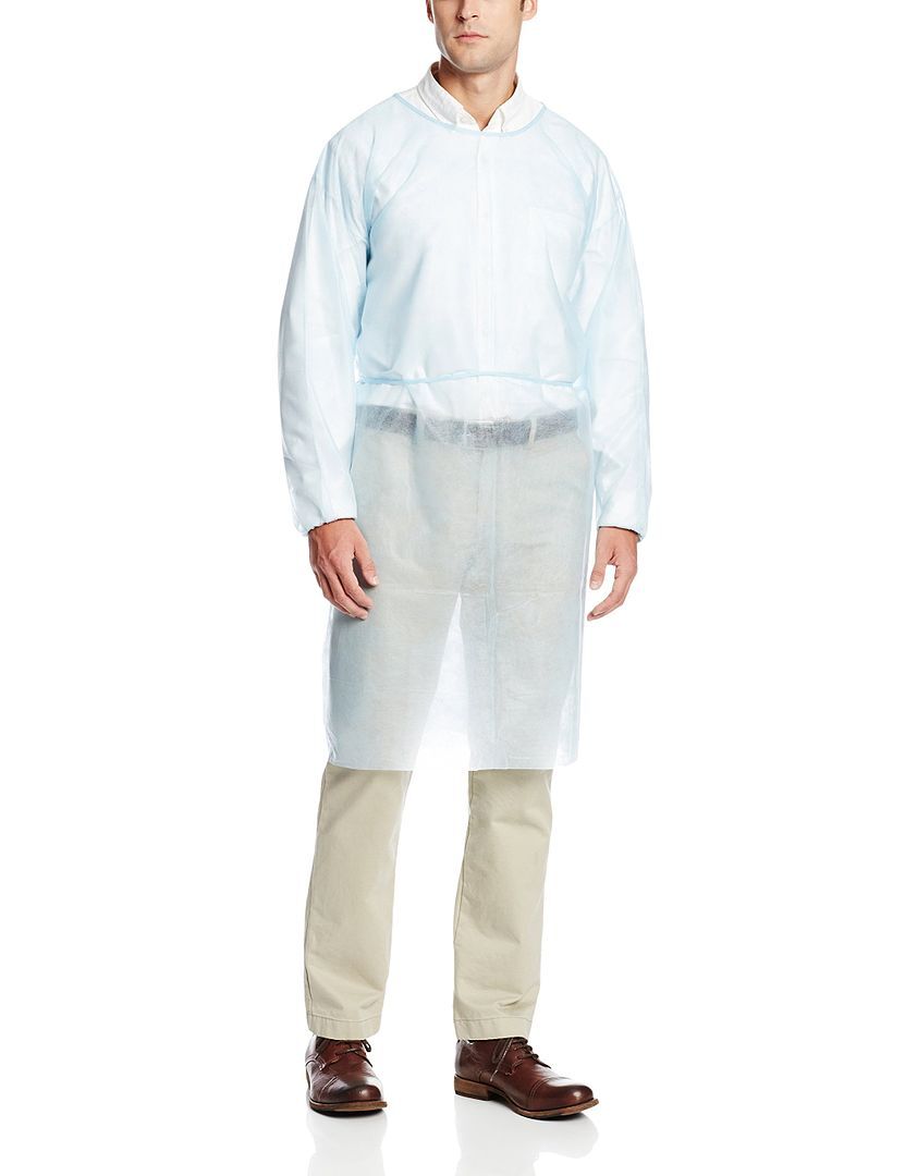 ValuMax Isolation Gowns Elastic Cuff BLUE – Disposable, Knee-Length, Open