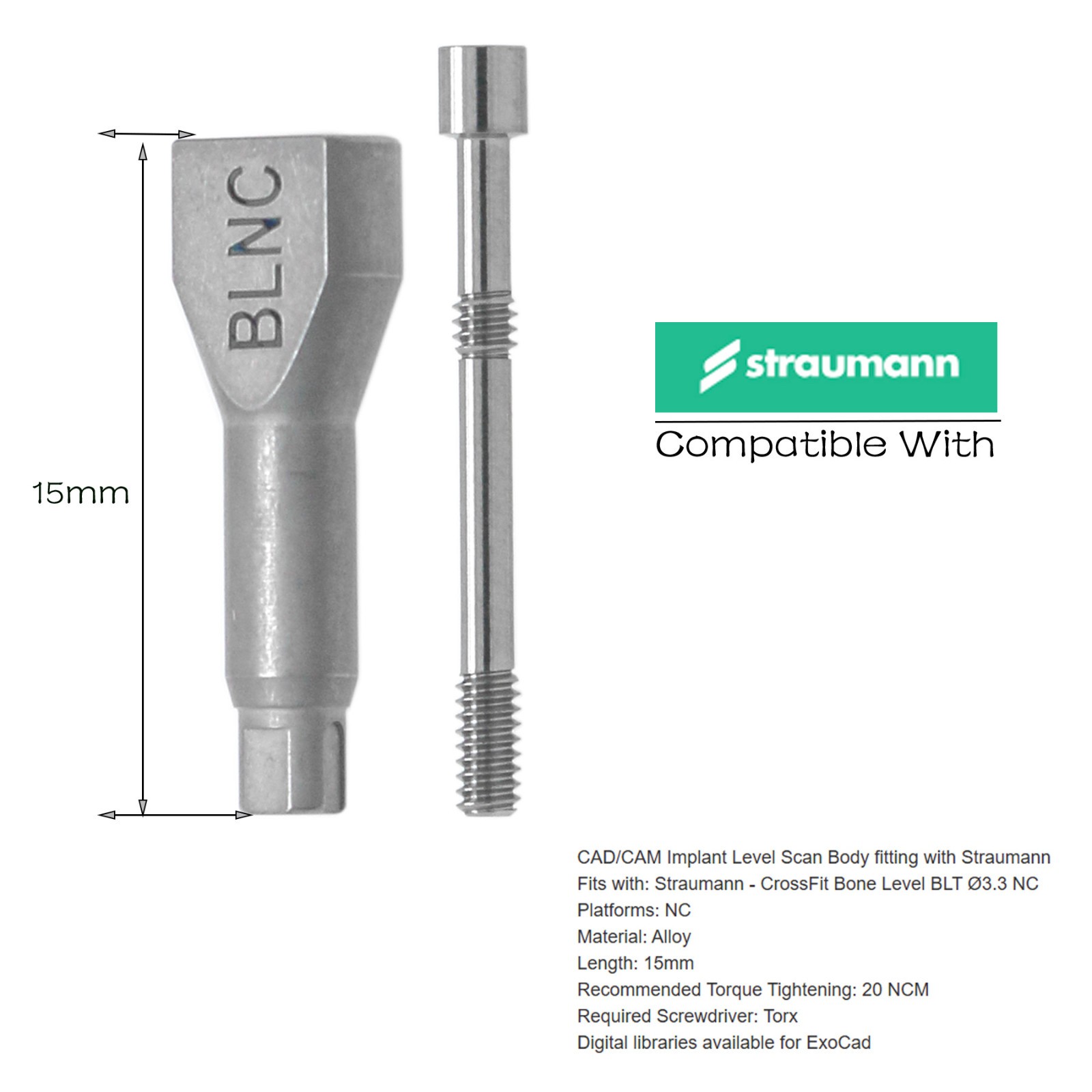 US Straumann Implant Healing Abutment Body Scan Analog Coping for NC/RC Platform