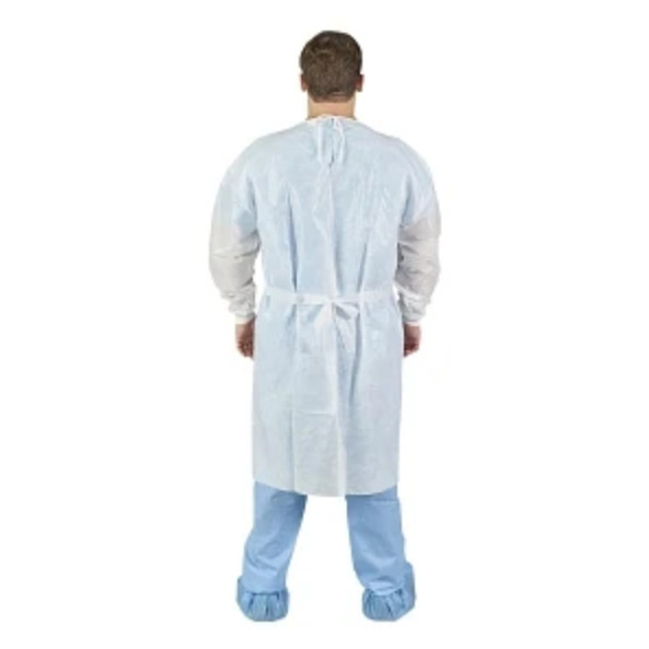 (MultiPack) Halyard Poly-Coated Fluid Resistant Gown, Knit Cuff, XL White, 47002