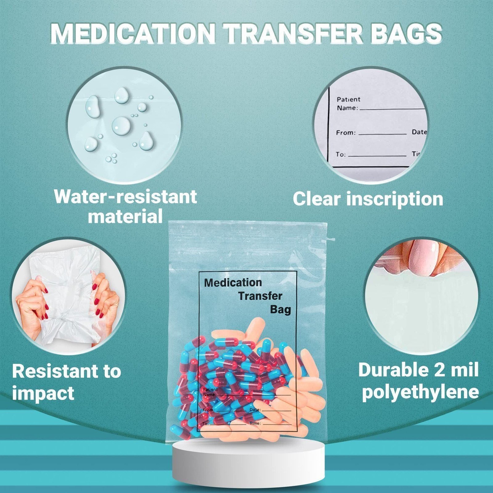1000 Medication Transfer Bags Clear 8 x 10 Low Density