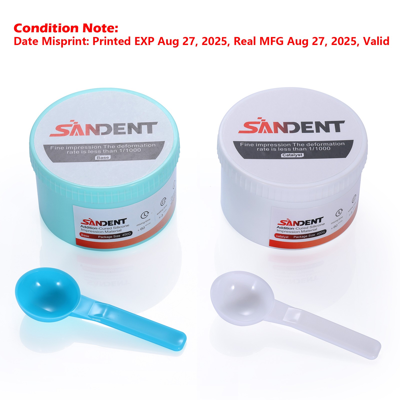 SANDENT Dental Putty Regular Set PVS VPS Impression Material 2 x 400g SALE