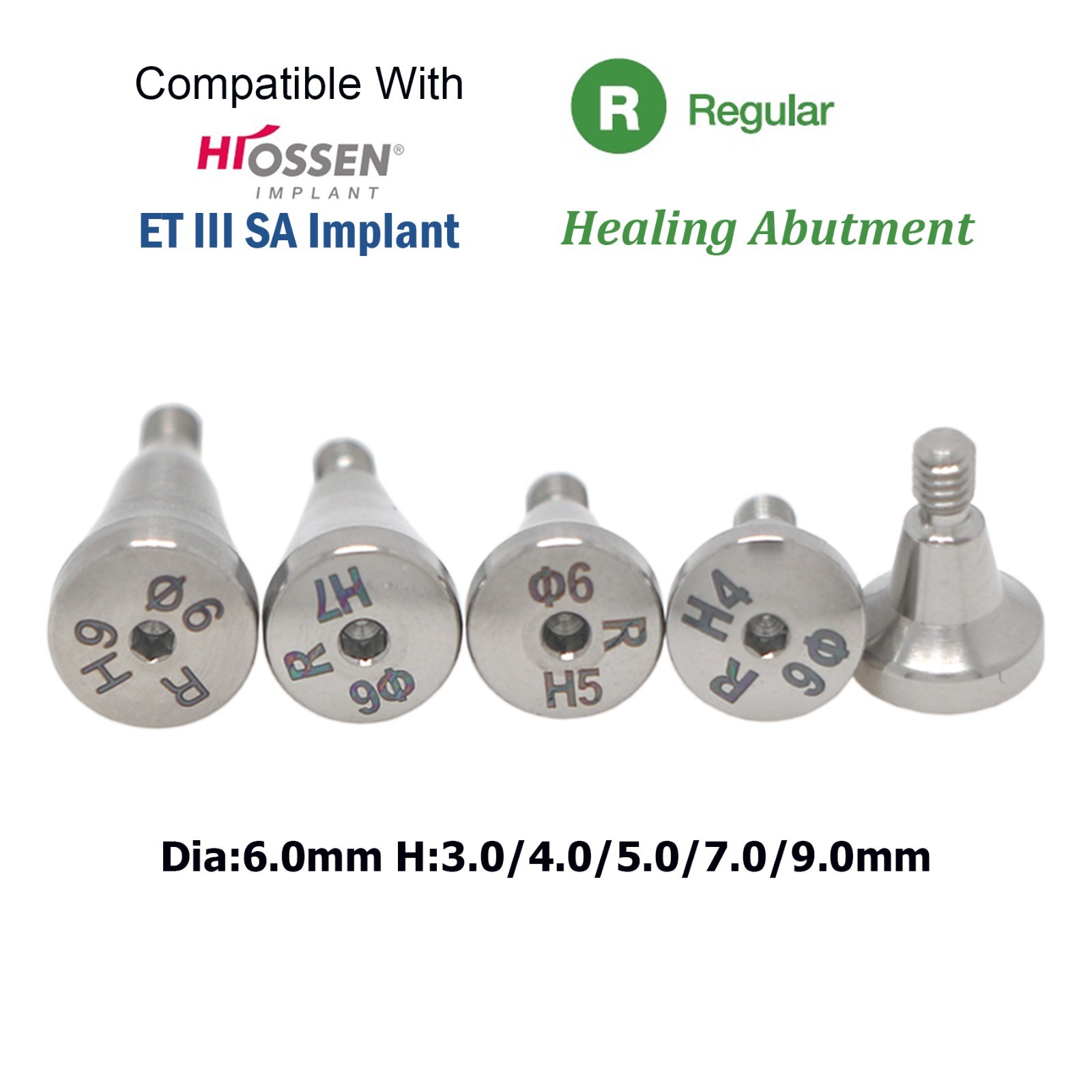 Titanium Healing cap Abutment Hexagon Mini/Regular Fit Hiossen Osstem
