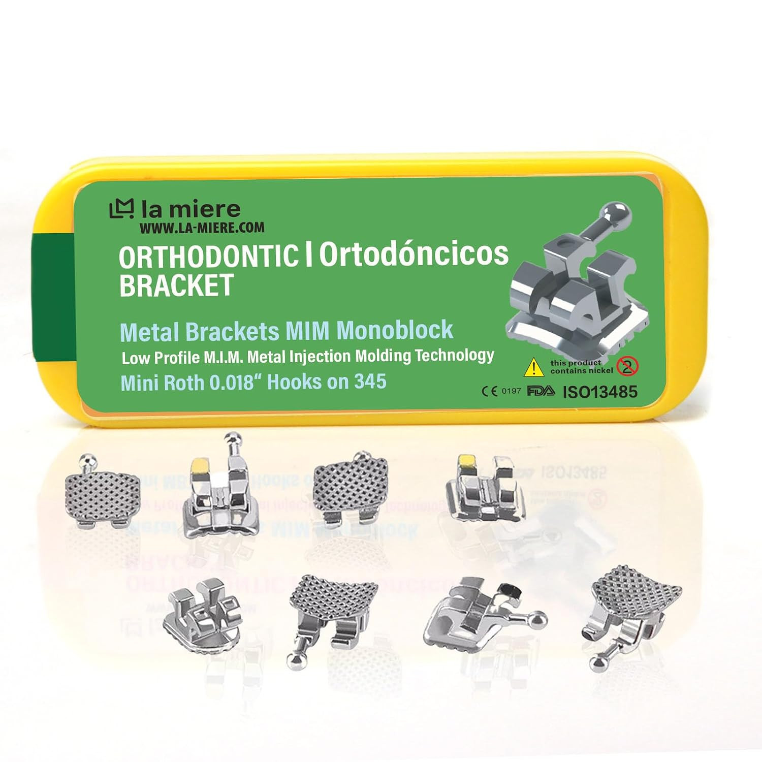 20PCS Teeth Metal Braces, MIM Monoblock Brackets, 0.22 Slots 3-4-5 with Hooks 20