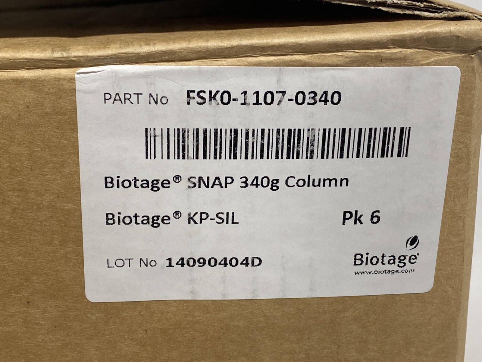 (6/Pk) BIOTAGE SNAP KP-Sil Silica Cartridge Column 340g FSKO-1107-0340