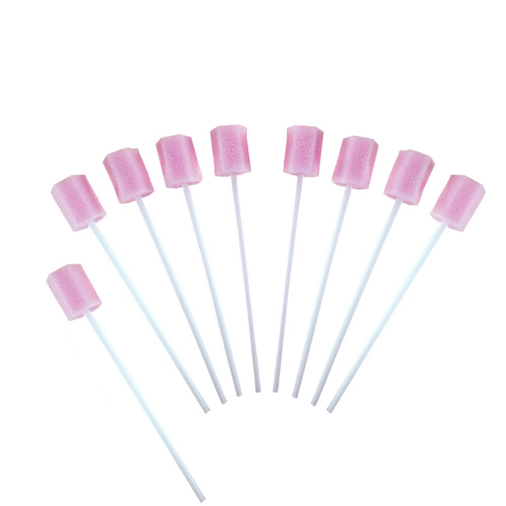 100pcs Disposable Pink Oral Dental Care Sponge Swab Tooth Cleaning Mouth Swabs