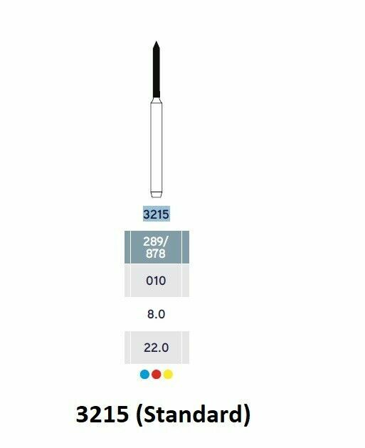 MICRODONT TORPEDO CYLINDER 3215 (Standard) FG diamond burs 10/pk Made in Brazil