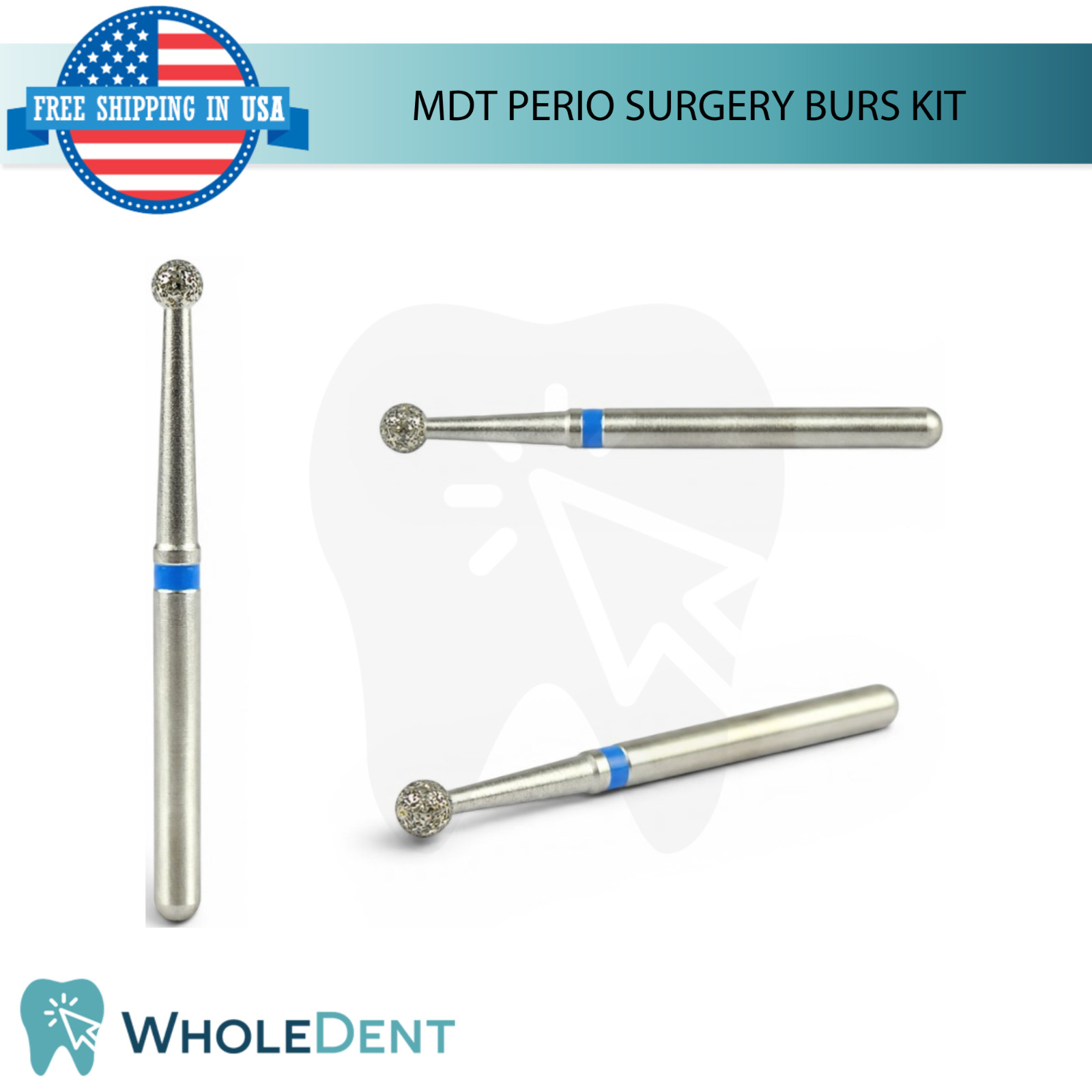MDT Perio Dental Burs Kit 13Pc Stainless Steel Diamond Coated B0ne Shaping Tool