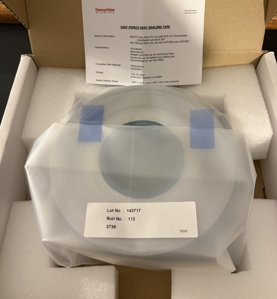 Thermo Easy Pierce Aluminum Heat Seal for ALPS Microplate Heat Sealer AB-3738