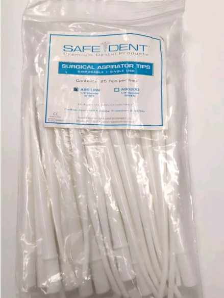 2 Packs of Safe Dent Surgical Aspirator Tip White Tube 25/Pk #A9019W 1/8″ Dia.