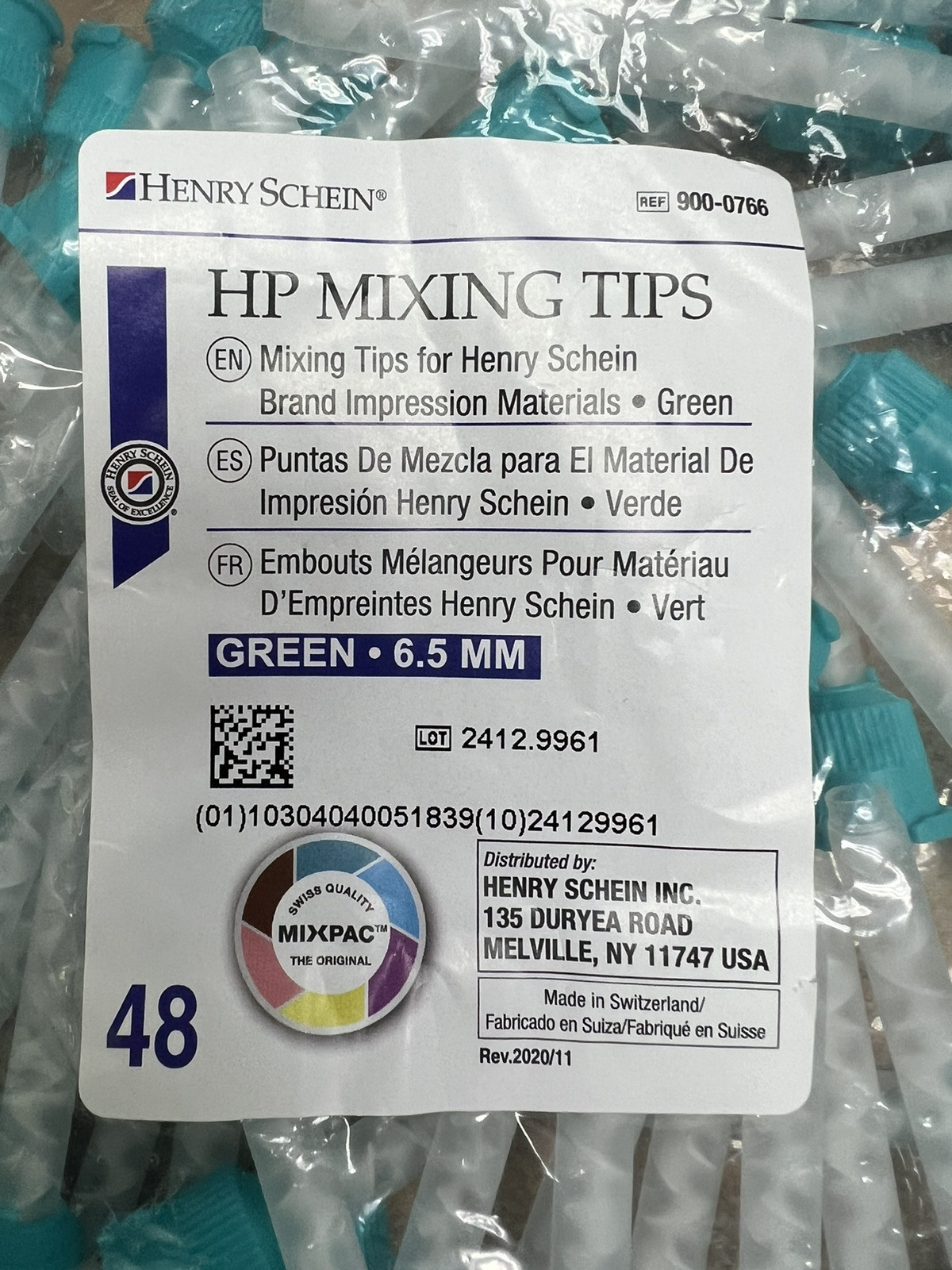 Dental HP Green /TEAL Mixing Tips 6.5 mm Impression Heavy Body 48 Pack