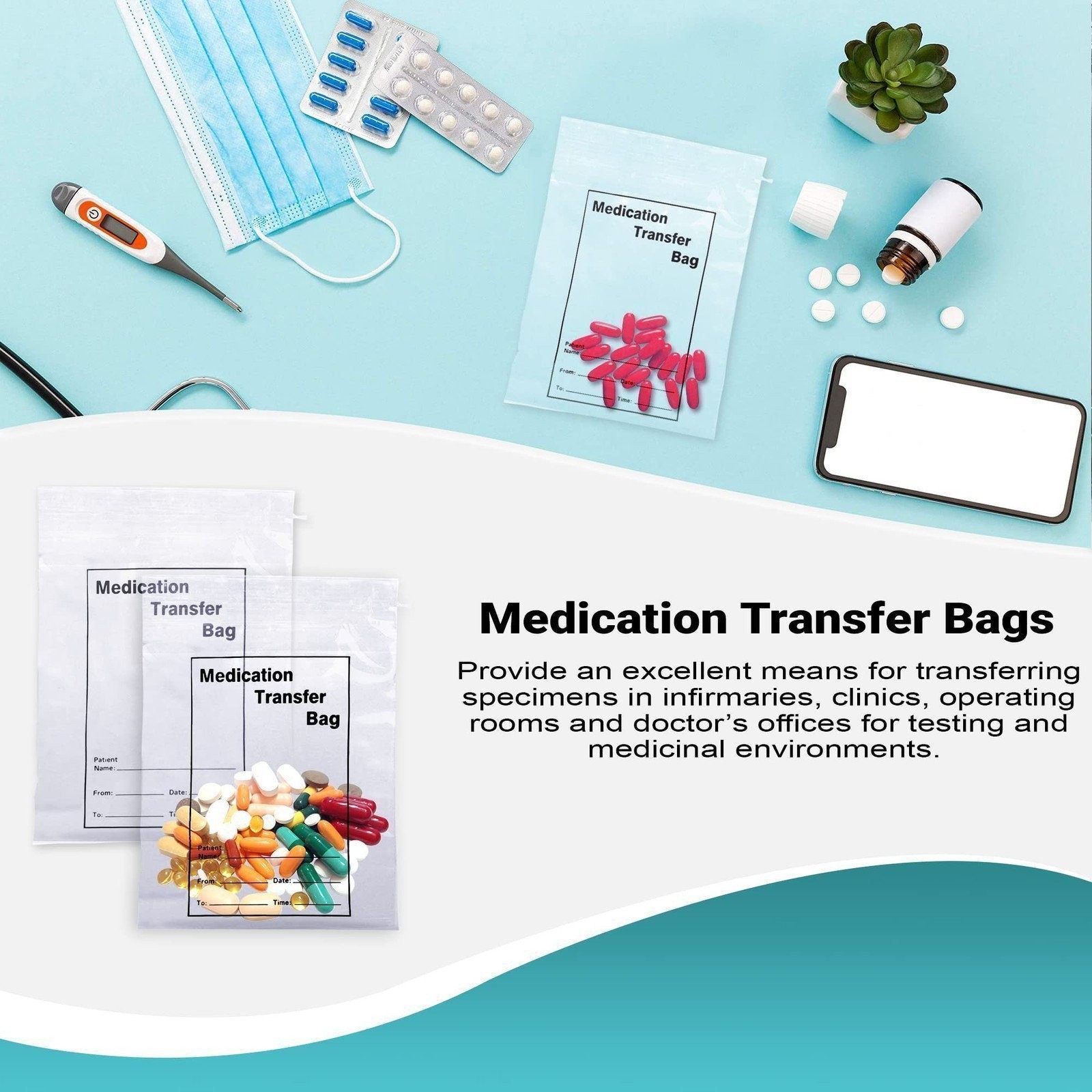 1000 Medication Transfer Bags Clear 8 x 10 Low Density
