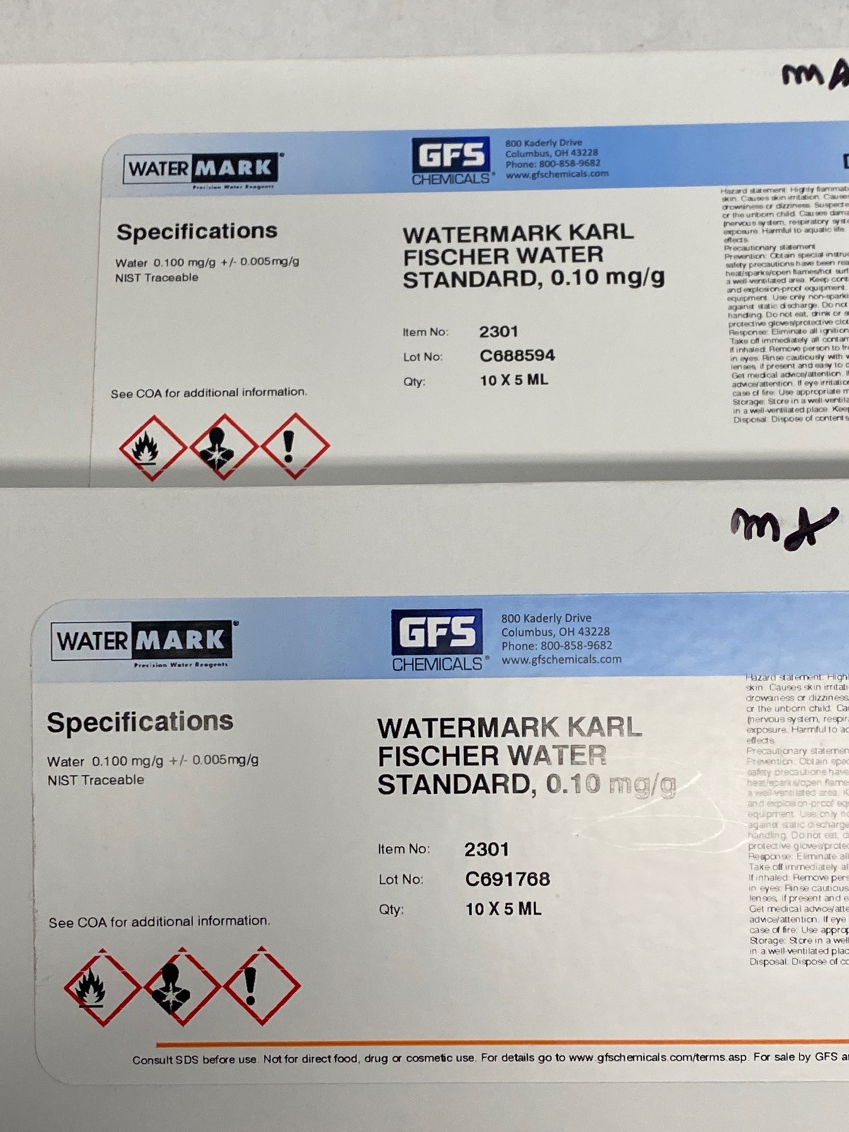 (39) WATERMARK Hydranal Water Standard 0.1 for Karl Fischer Titration 2301