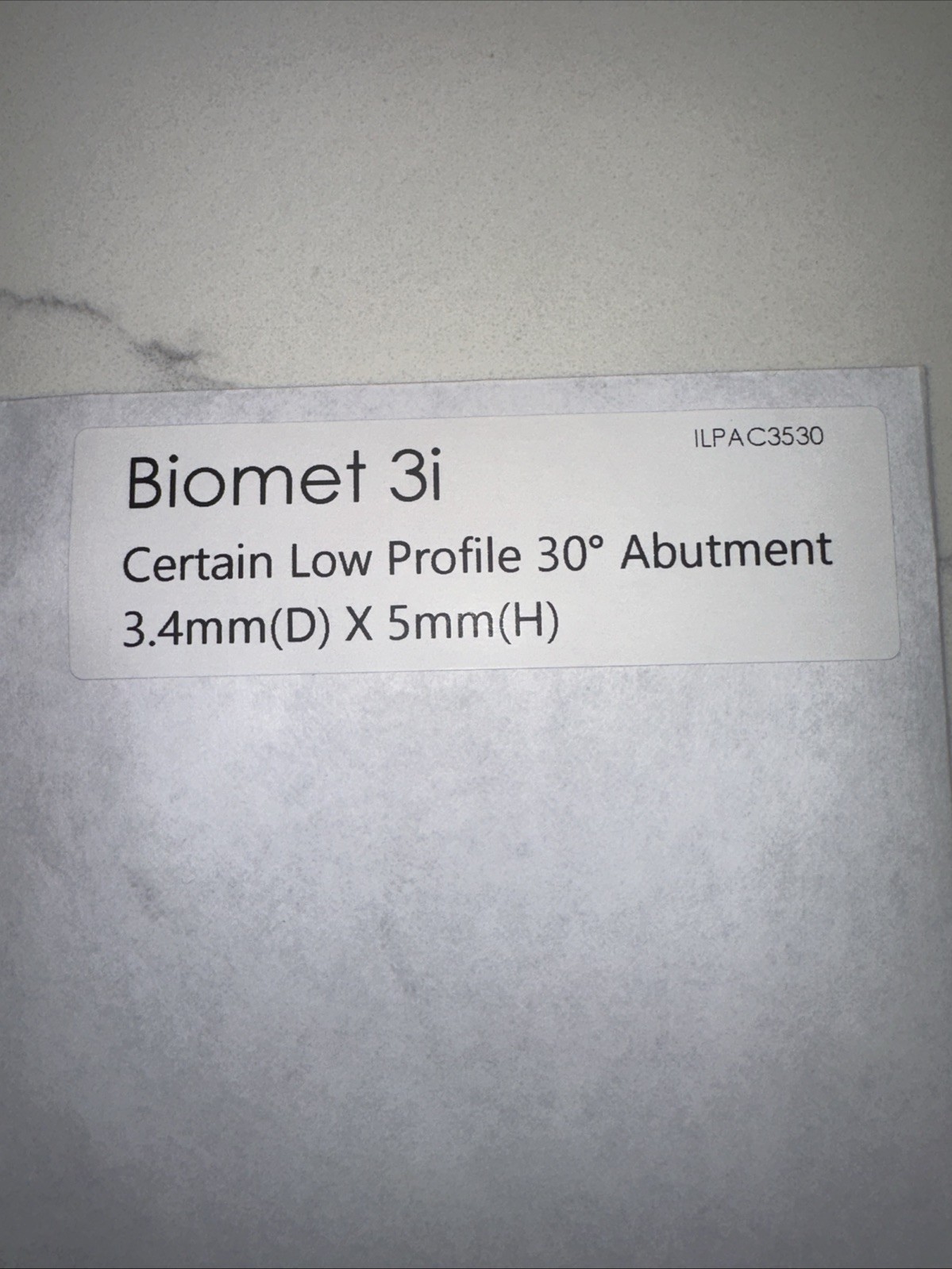 Biomet 3I Certain Low Profile 30° Abutment 3.4 Mm (D) X￼5 Mm (H)