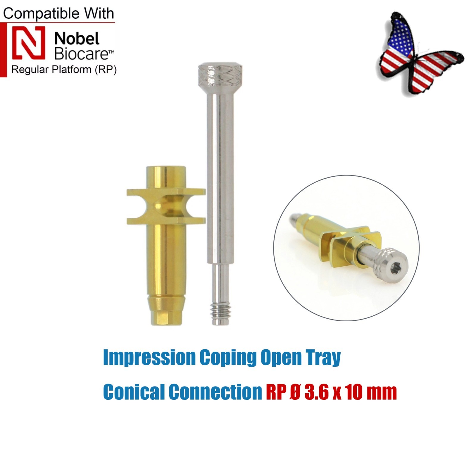 US For NobelActive Replace Internal Conical Open Tray Pick-Up Impression Coping