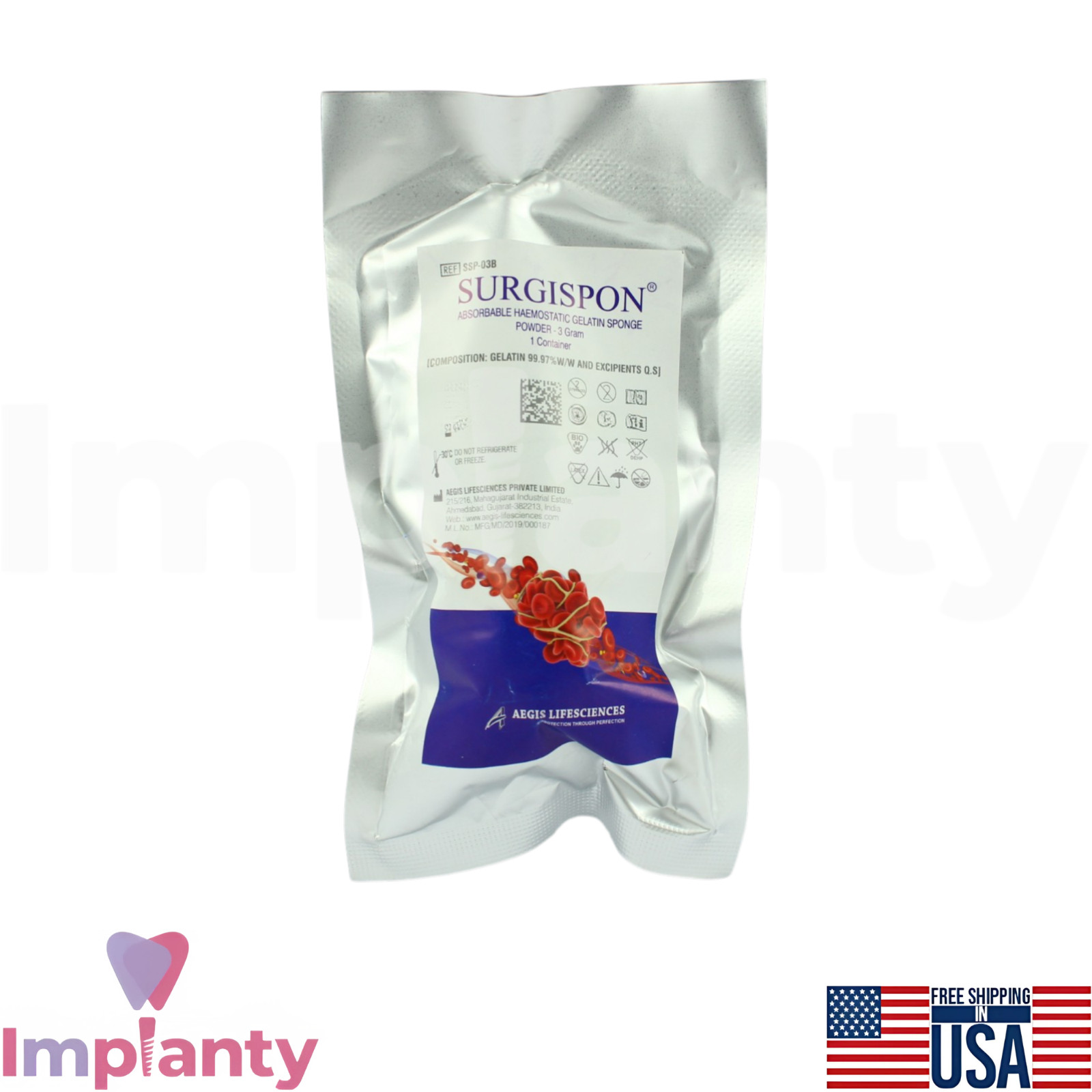 Surgispon Hem0static Dry Powder Sponge and Applicator Fast Control BIeeding