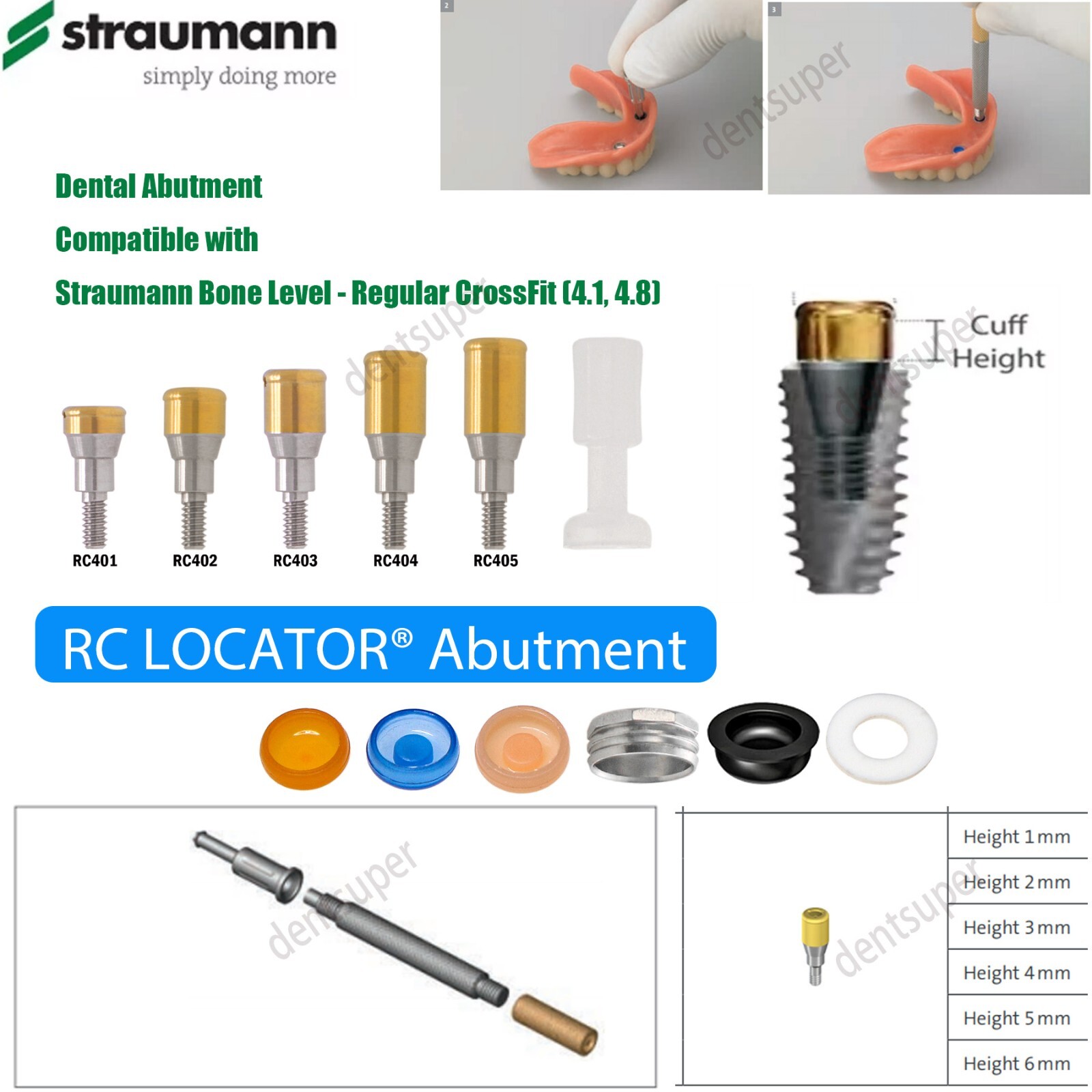 Locator Attachment Abutment for Straumann ITI BLT Implants Locator Male Cap Tool