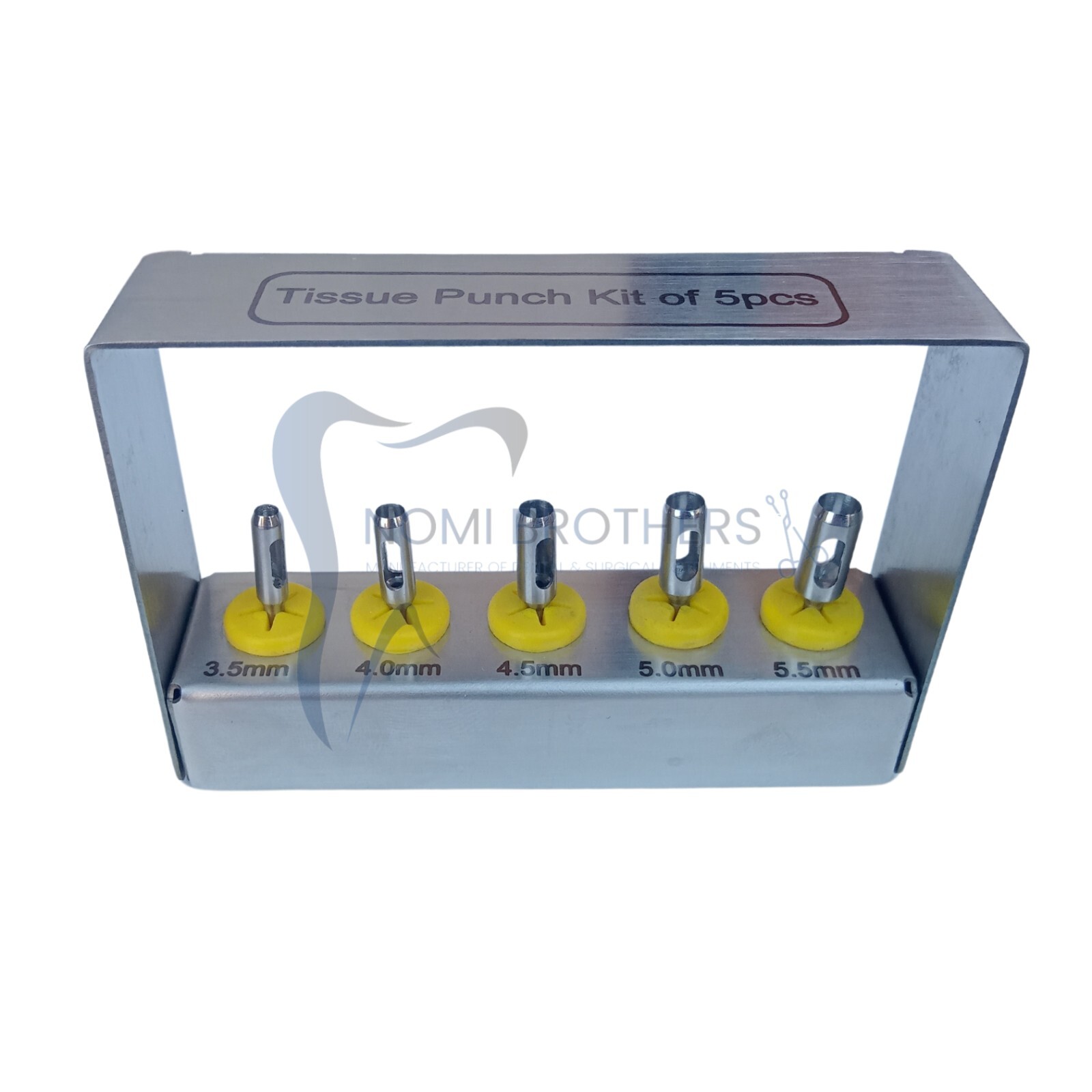 5 Pcs Dental Tissue Punch Kit set Surgical Surgery With Bur Holder Dental
