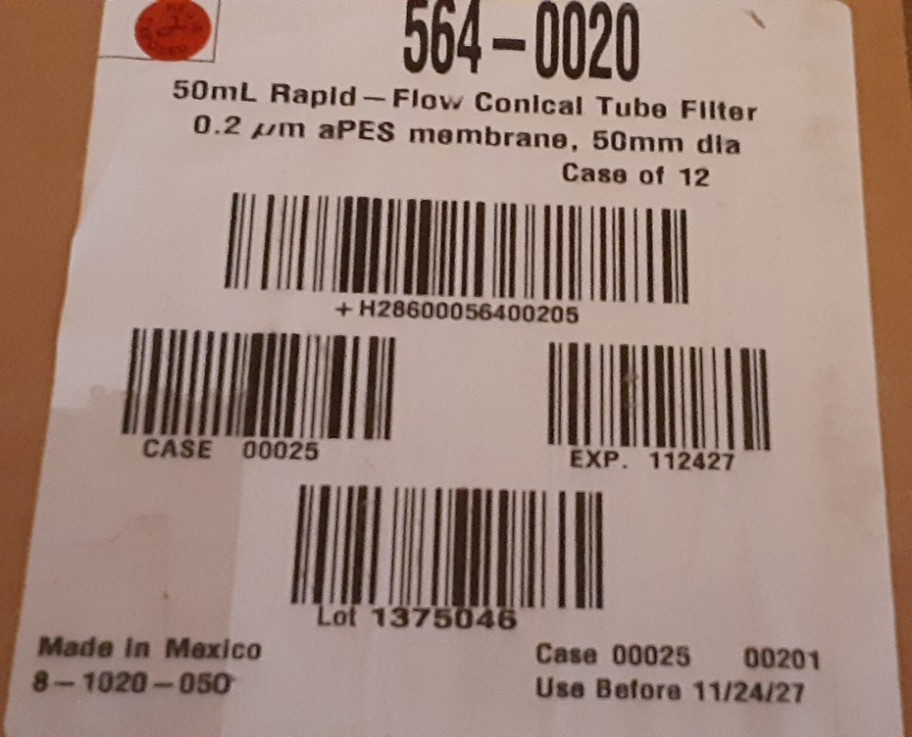 THERMO 50mL Rapid-Flow Conical Tube Filter 0.2um aPES (1) 564-0020