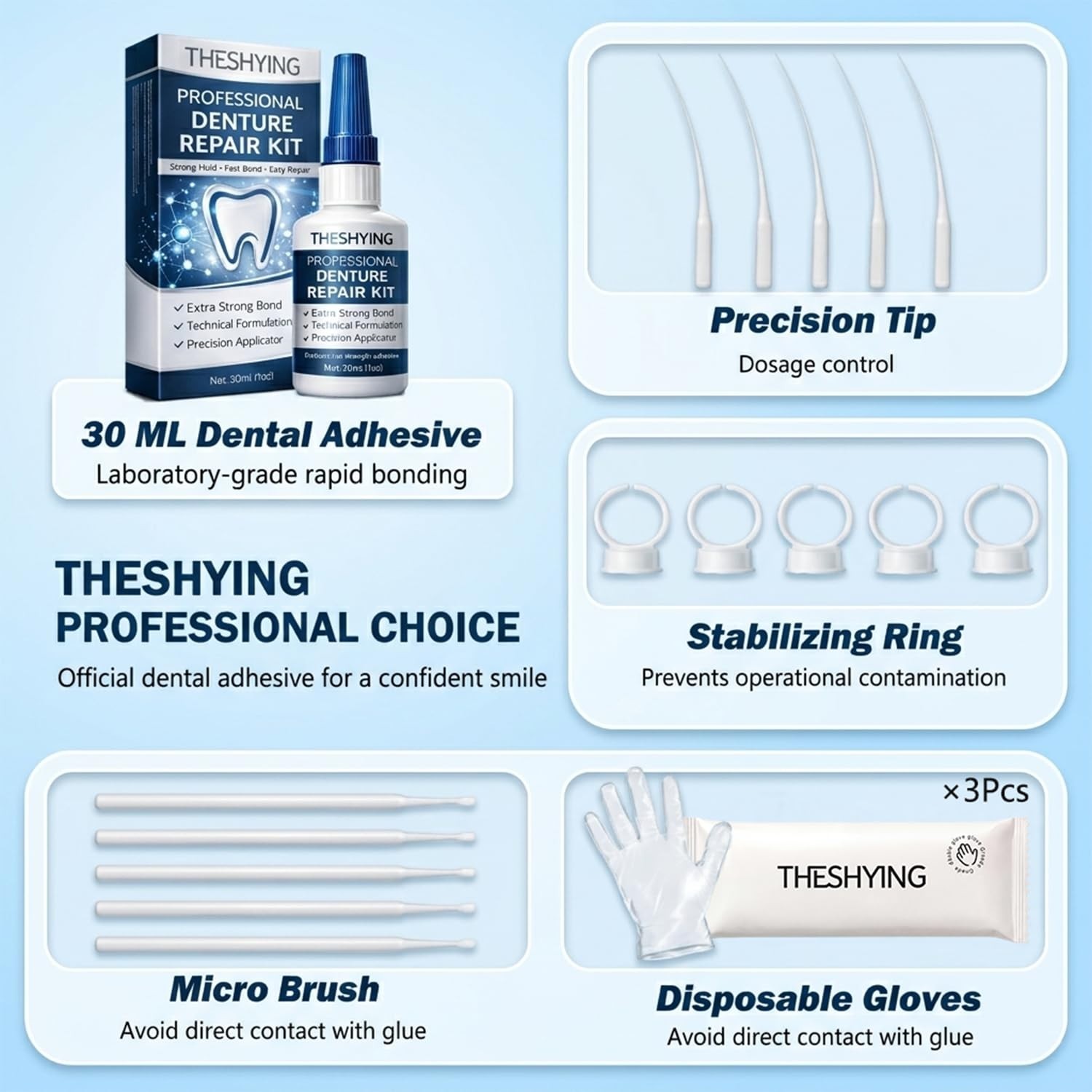 Professional Dental Lab Glue – Quick Bonding for Dentures – 2 oz Safe Formula