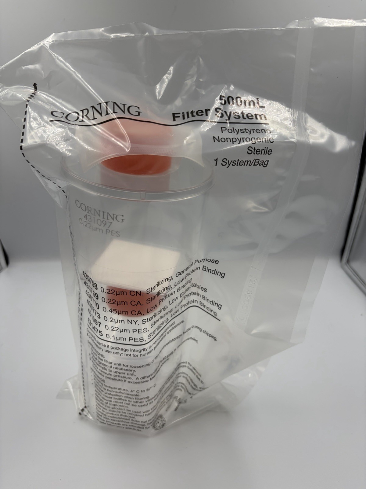 Corning 500mL Filter System 0.22µm PES Nonpyrogenic Polystyrene 431097