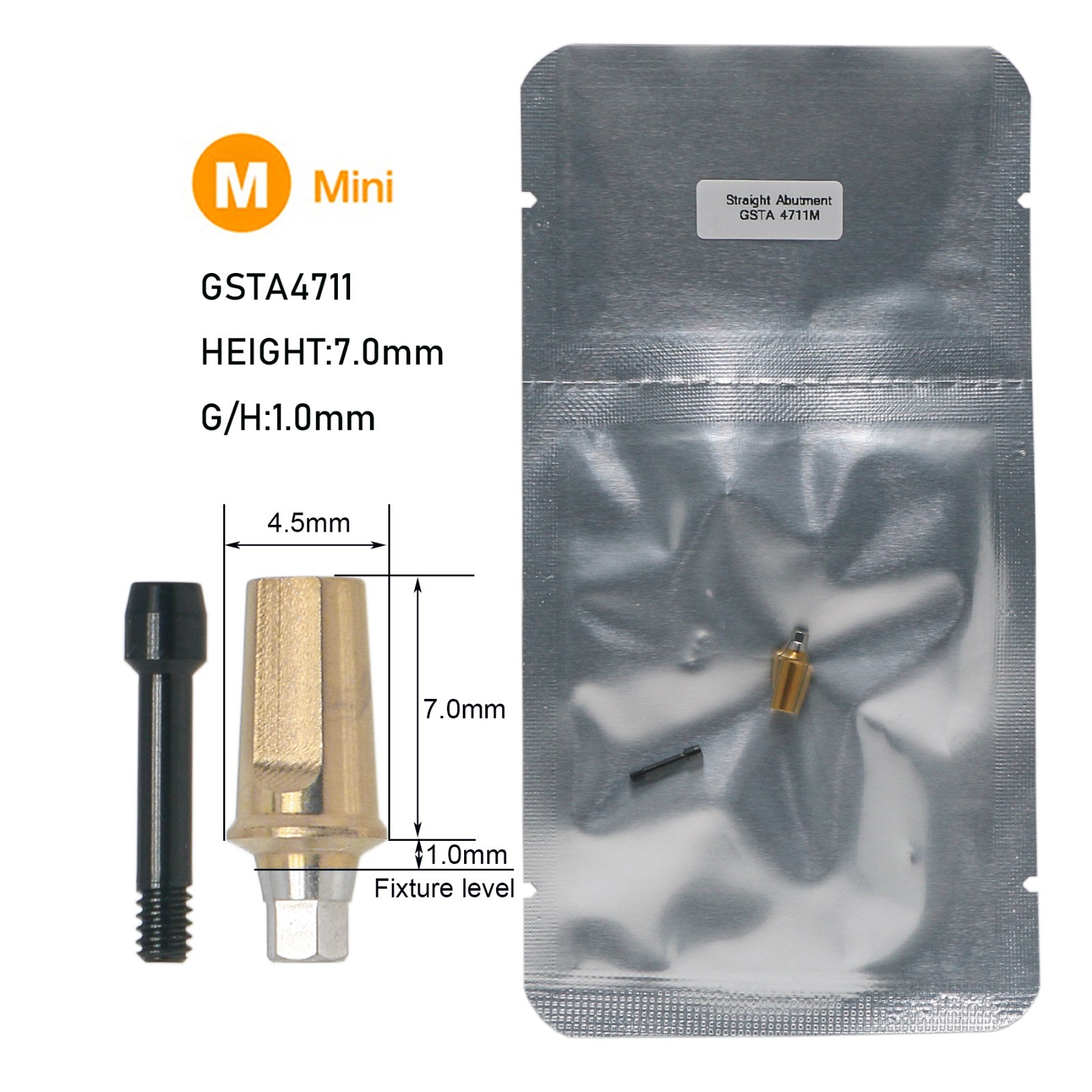 US Implant Mini Straight Transfer Abutment Screw Ø4.5mm for Hiossen Osstem