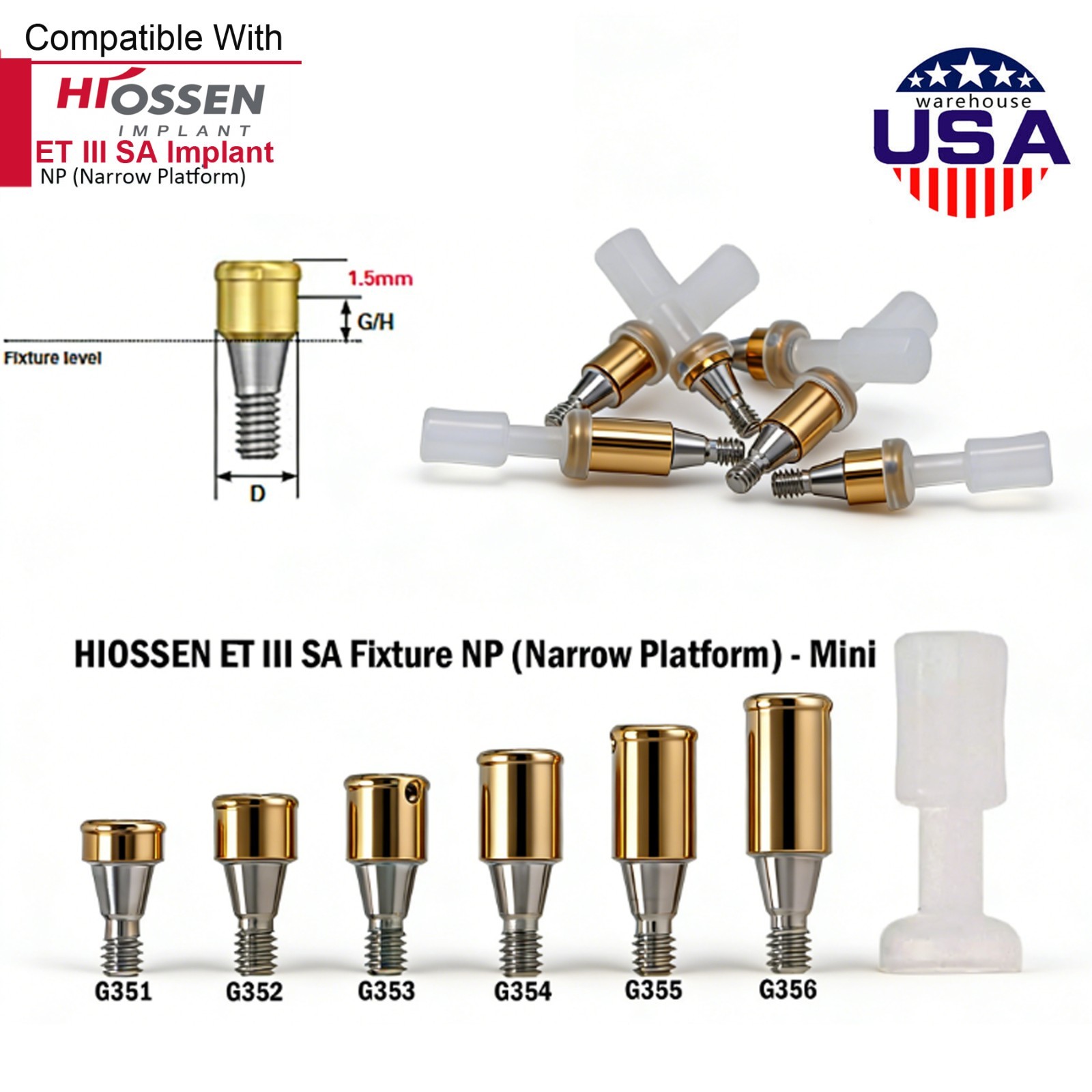 US Dental Locator Abutment Male Caps Kit Fit Hiossen Nobel Zimmer Implant System