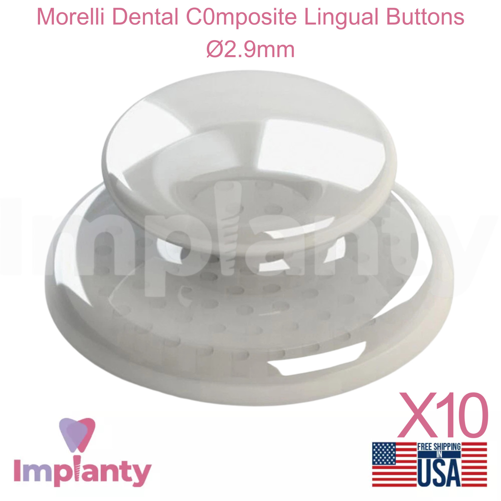 10x Morelli Dental C0mposite Lingual Buttons Ø2.9mm Diameter Aesthetic White
