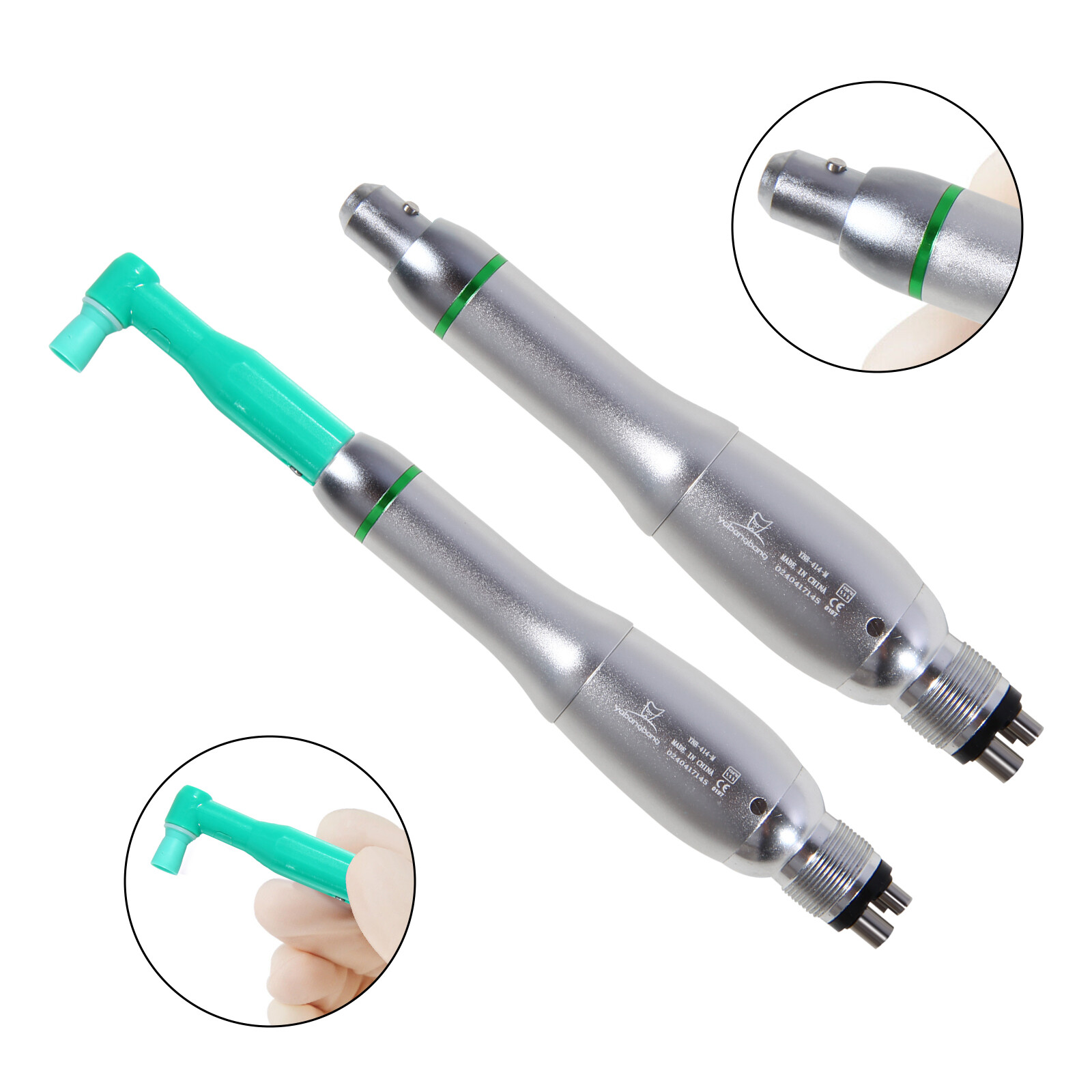 360°Swivel Dental Hygiene Prophy Handpiece Air Motor 4 Hole & 4:1 Nose Cone YB