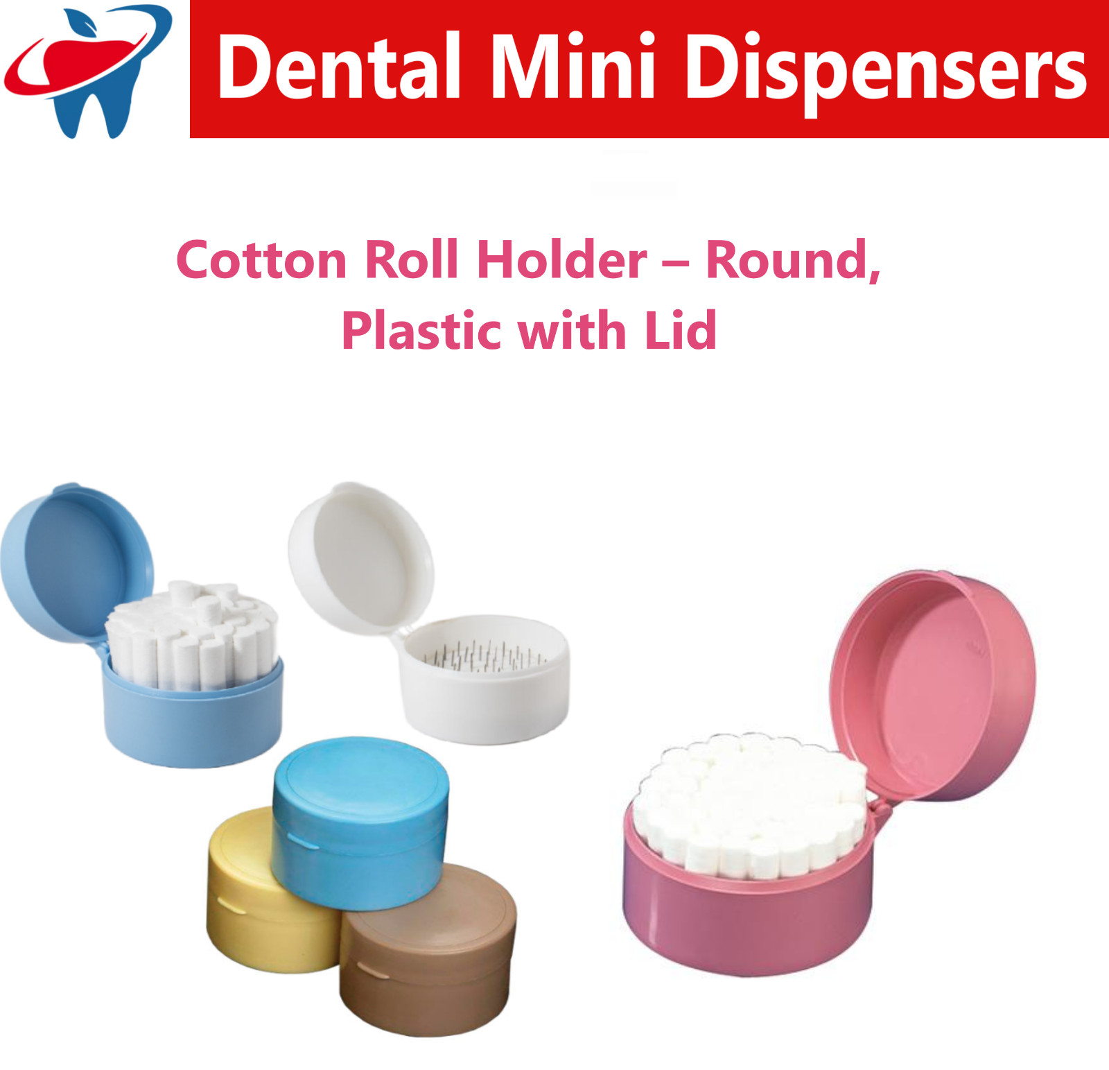 Dental Round Cotton Roll Holder Microbrush Dispenser 2″x 2″ Sponges Organizer