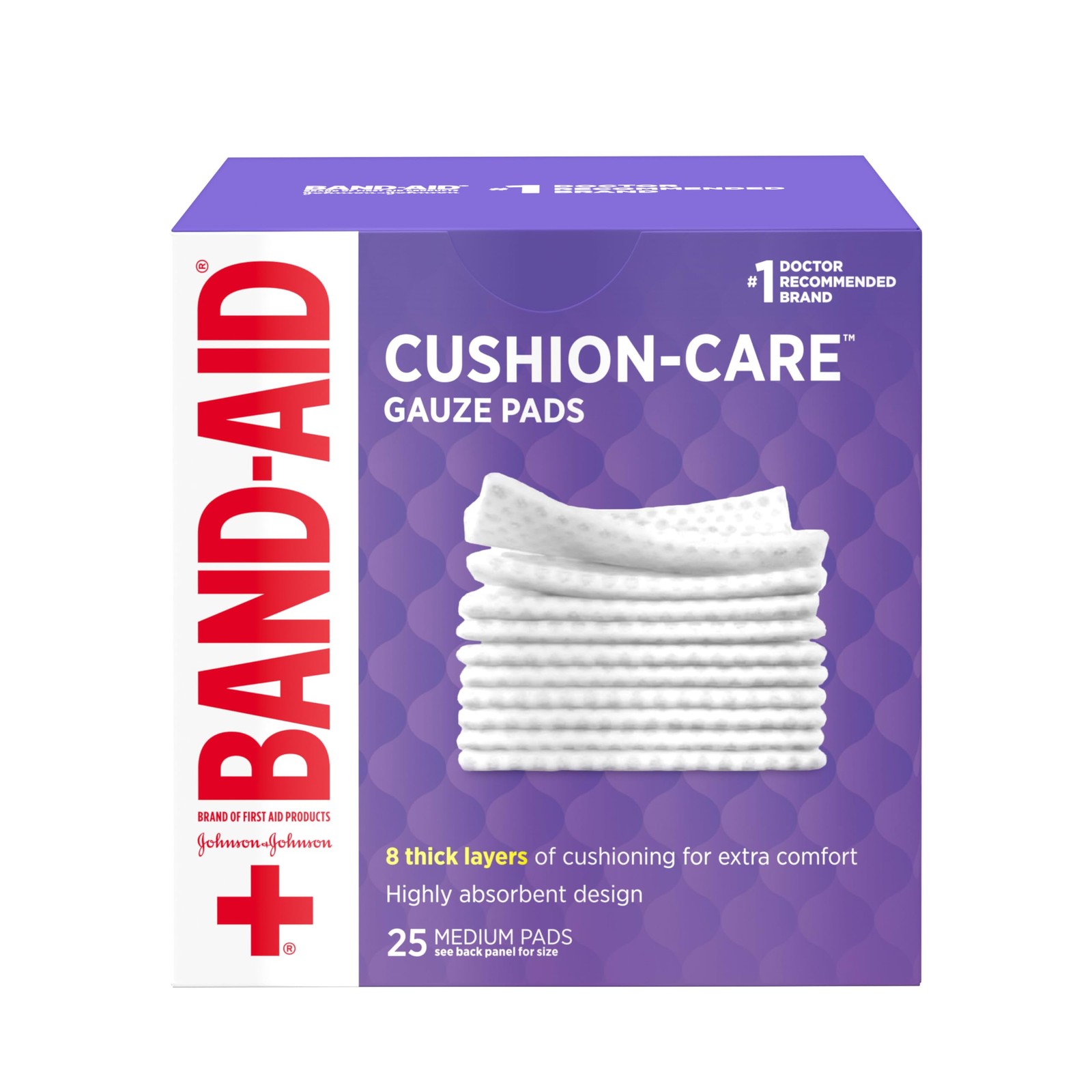 BAND-AID Brand Cushion Care Sterile Gauze Pads for 3×3 Inch (Pack of 25)