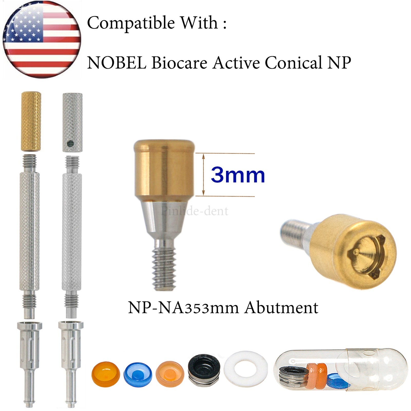 US Dental Locat0r Attachment Abutment Male Caps Kits Fit Nobel/Hiossen/Zimmer