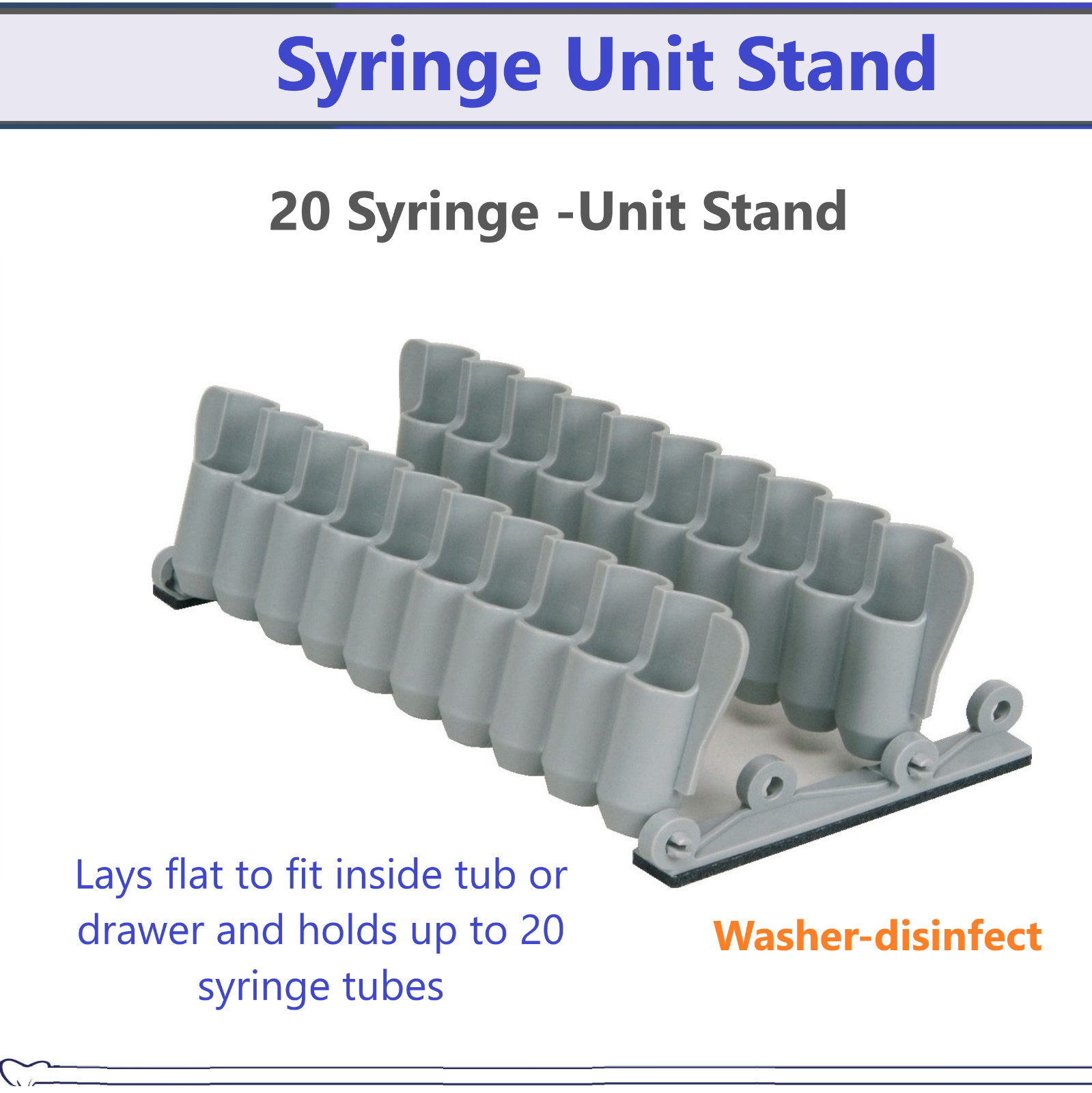 Dental Composite Syringe 20-Unit Stand, Syringe Holder. Syringe Organizer, Grey