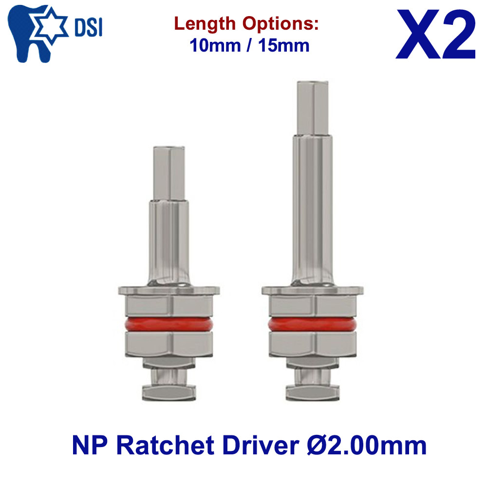 2x Dental Fixture Hex Driver Ratchet Tool For Slim Narrow NP Ø2.00 L10/15mm