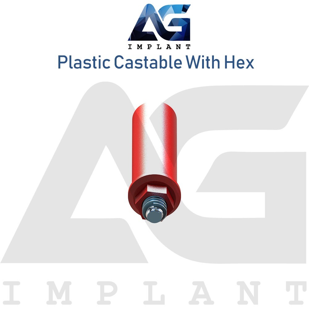 50 Plastic Castable Prosthetic With Hex Hexagon 2.42mm Dental Technicians