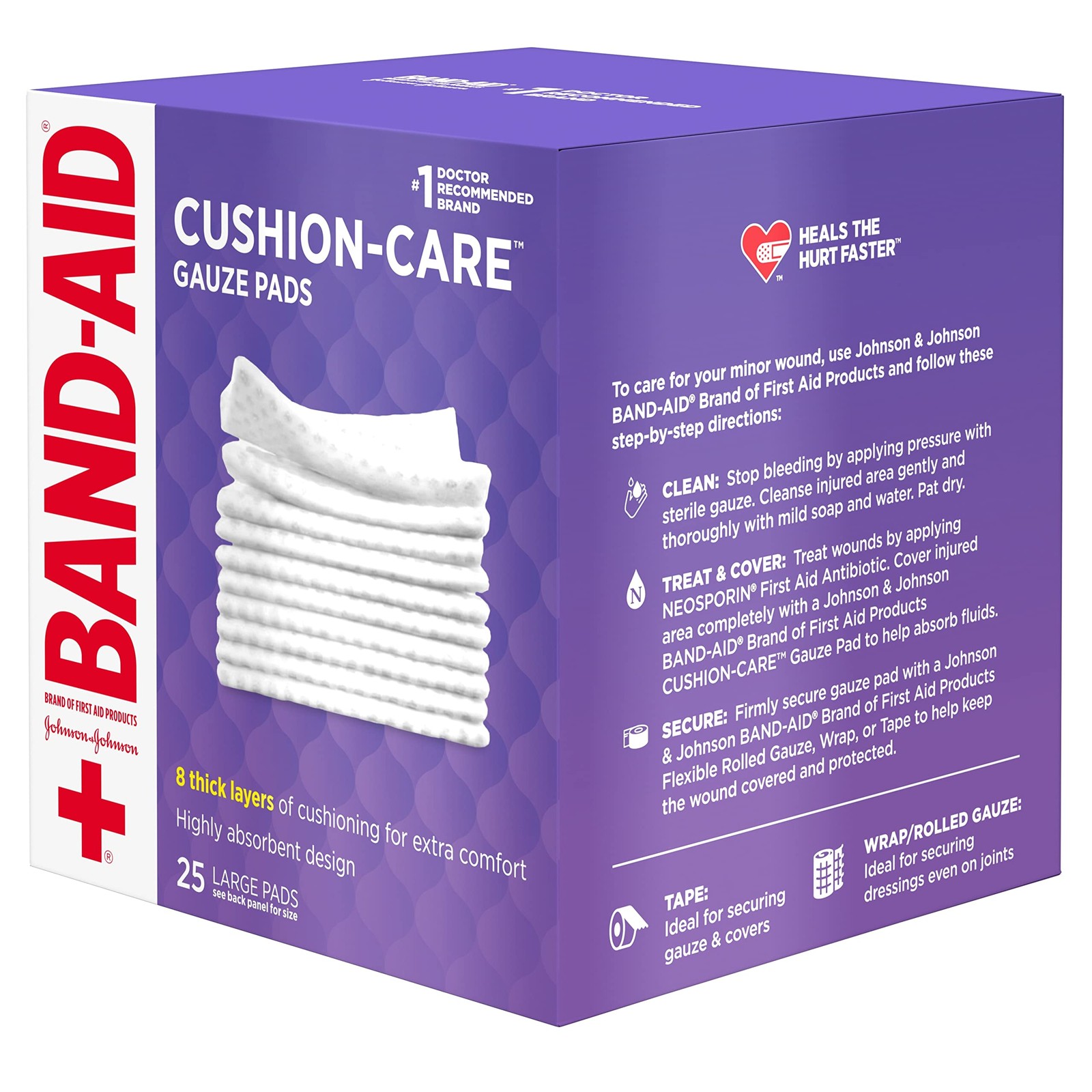 BAND-AID Brand Absorbent Cushion Care Sterile Square 4×4 Inch (Pack of 25)